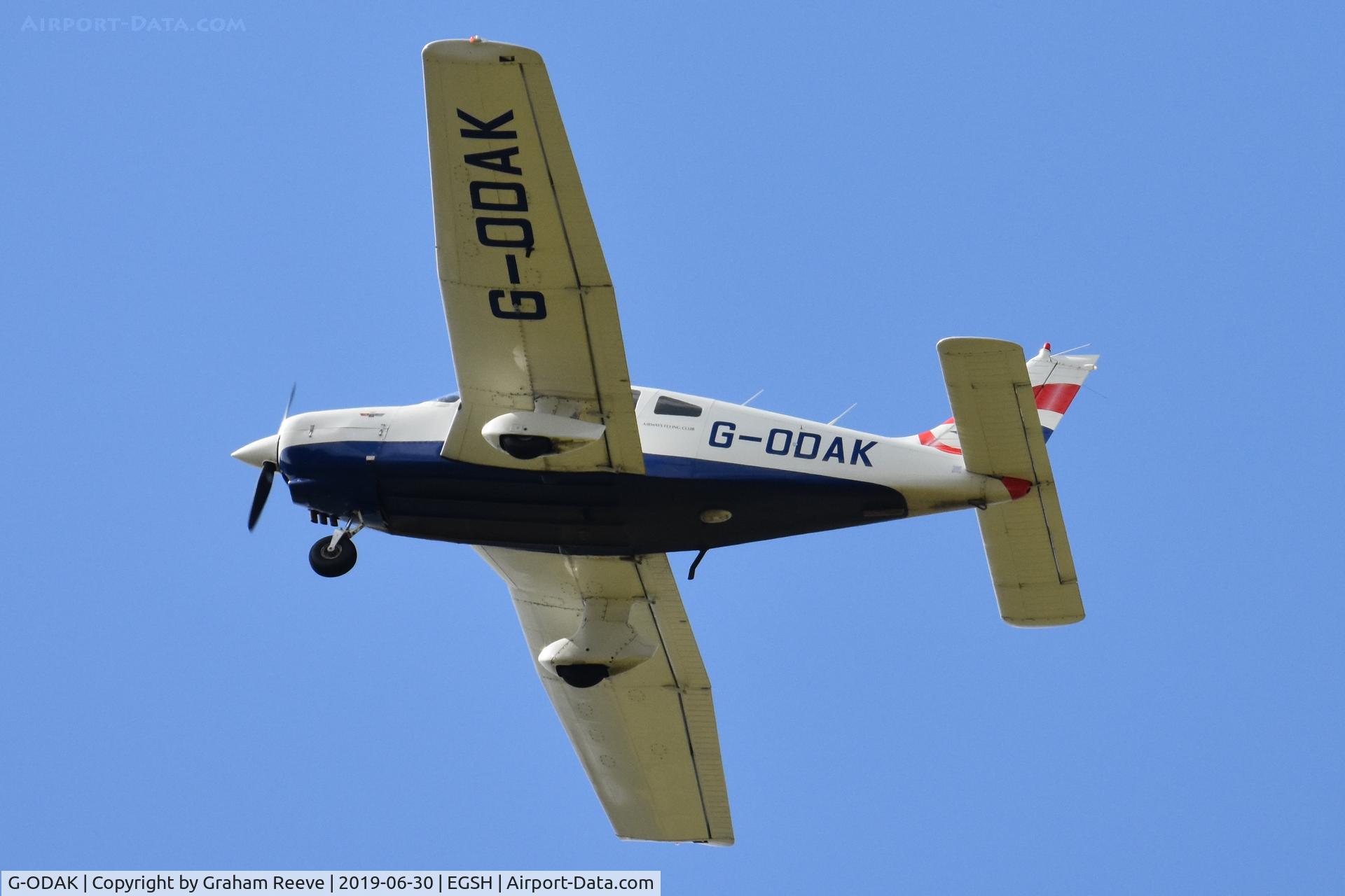 G-ODAK, 1979 Piper PA-28-236 Dakota C/N 28-7911162, Departing from Norwich.