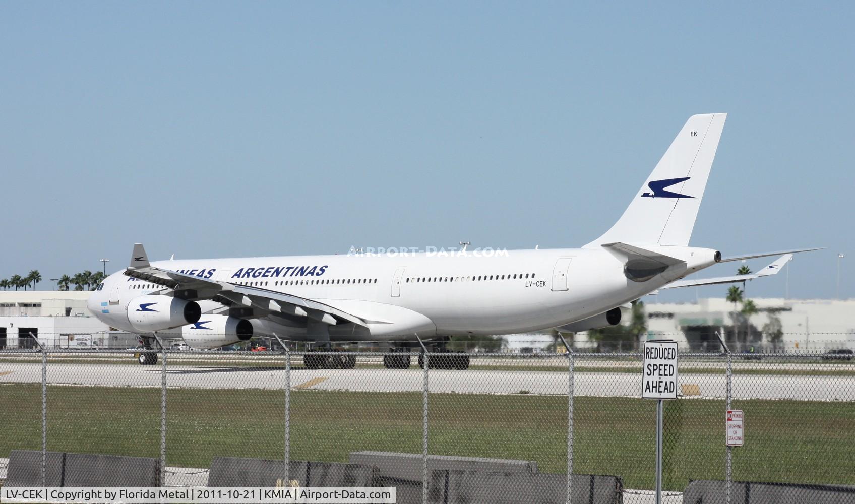 LV-CEK, 1995 Airbus A340-312 C/N 094, MIA spotting
