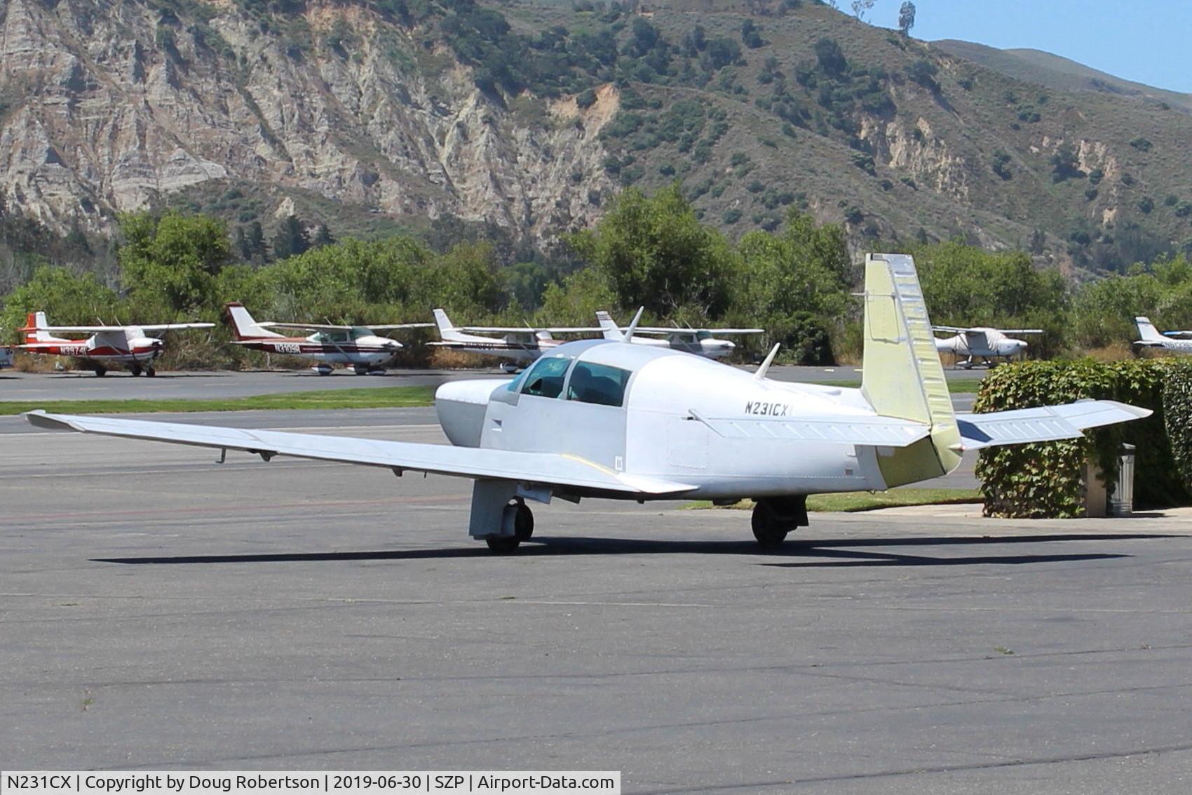 N231CX, 1979 Mooney M20K C/N 25-0178, 1979 Mooney M20K 231, Continental TSIO-360-GB 210 Hp, Mooney's first 6 cylinder engine, refueled and powered up to taxi to Rwy 22