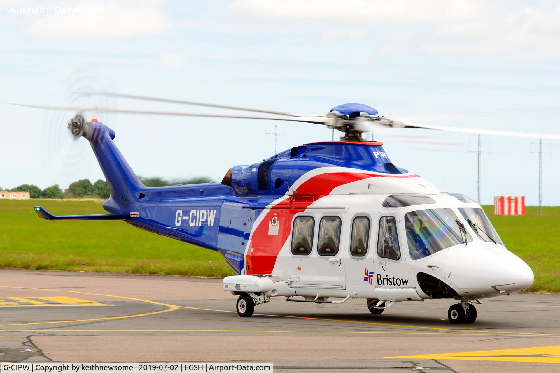 G-CIPW, 2013 AgustaWestland AW-139 C/N 41344, Arriving at Norwich from offshore.