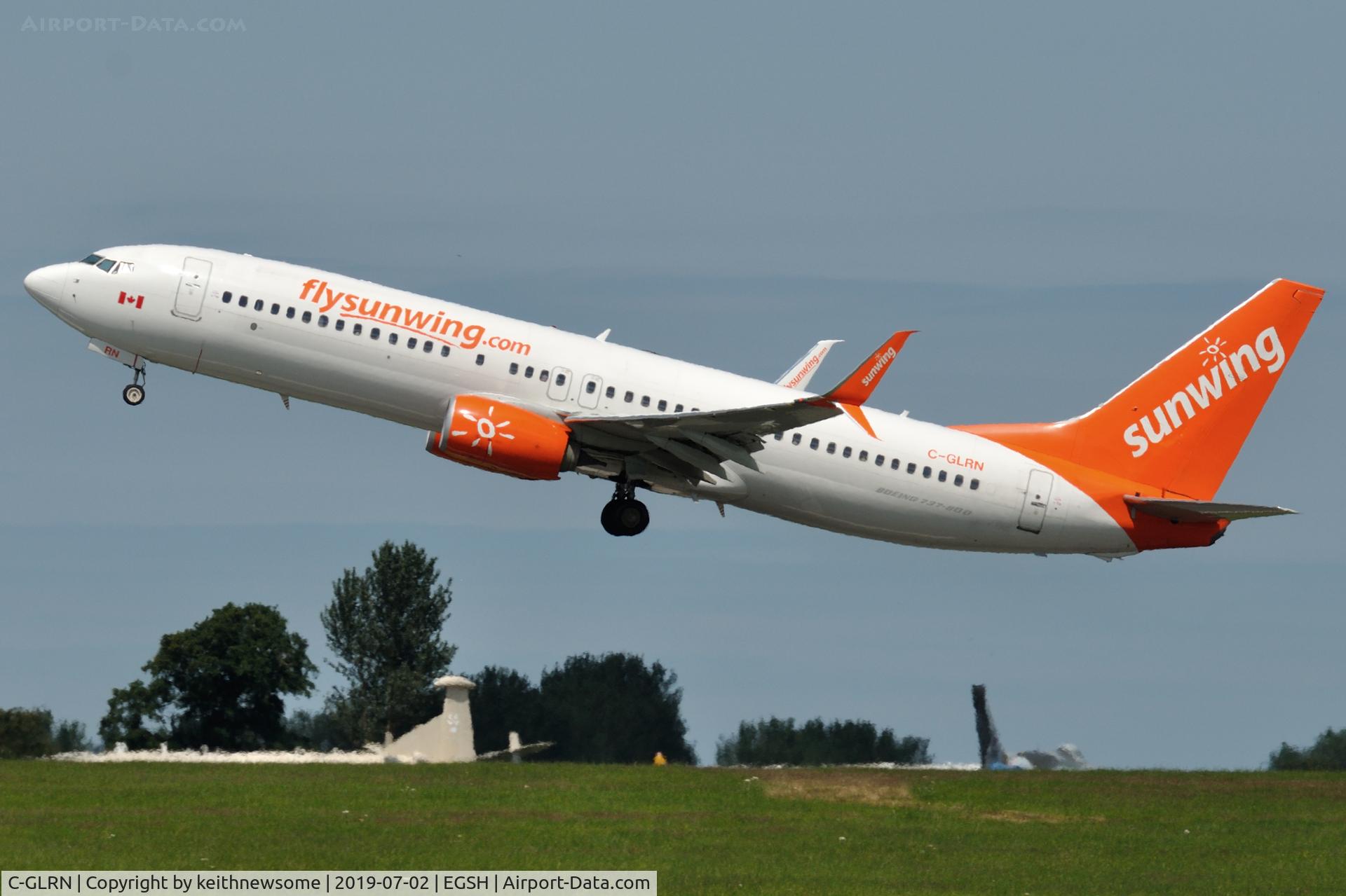C-GLRN, 2017 Boeing 737-8SH(W) C/N 41353, Leaving Norwich for Crete.