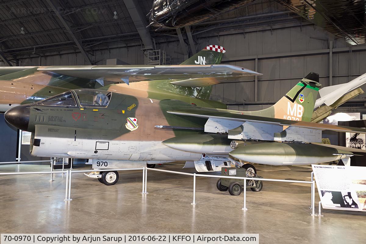 70-0970, 1970 LTV A-7D Corsair II C/N D-116, On display at the National Museum of the U.S. Air Force.  This Corsair of 354th TFW with tail code 