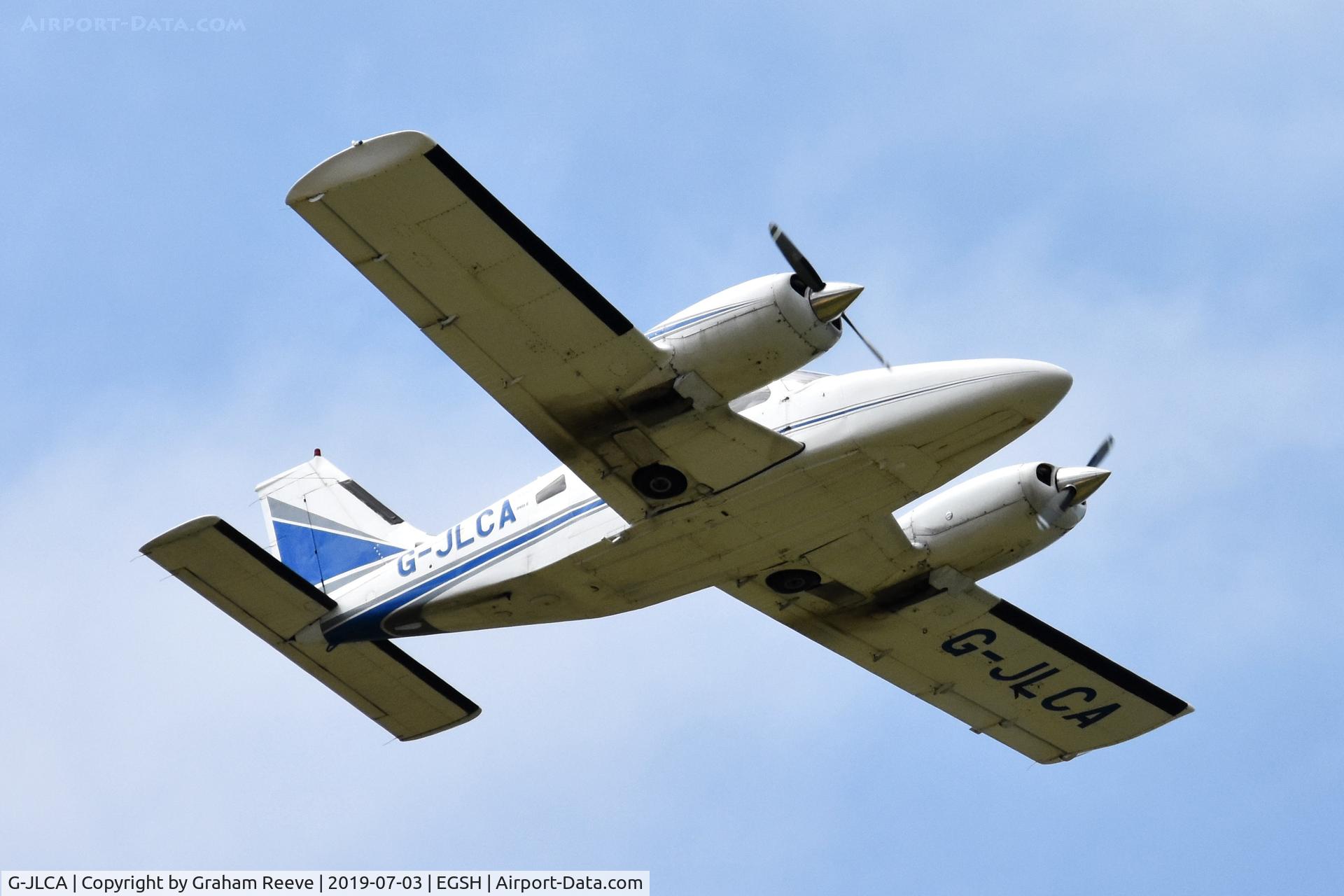 G-JLCA, 1978 Piper PA-34-200T Seneca II C/N 34-7870428, Departing from Norwich.