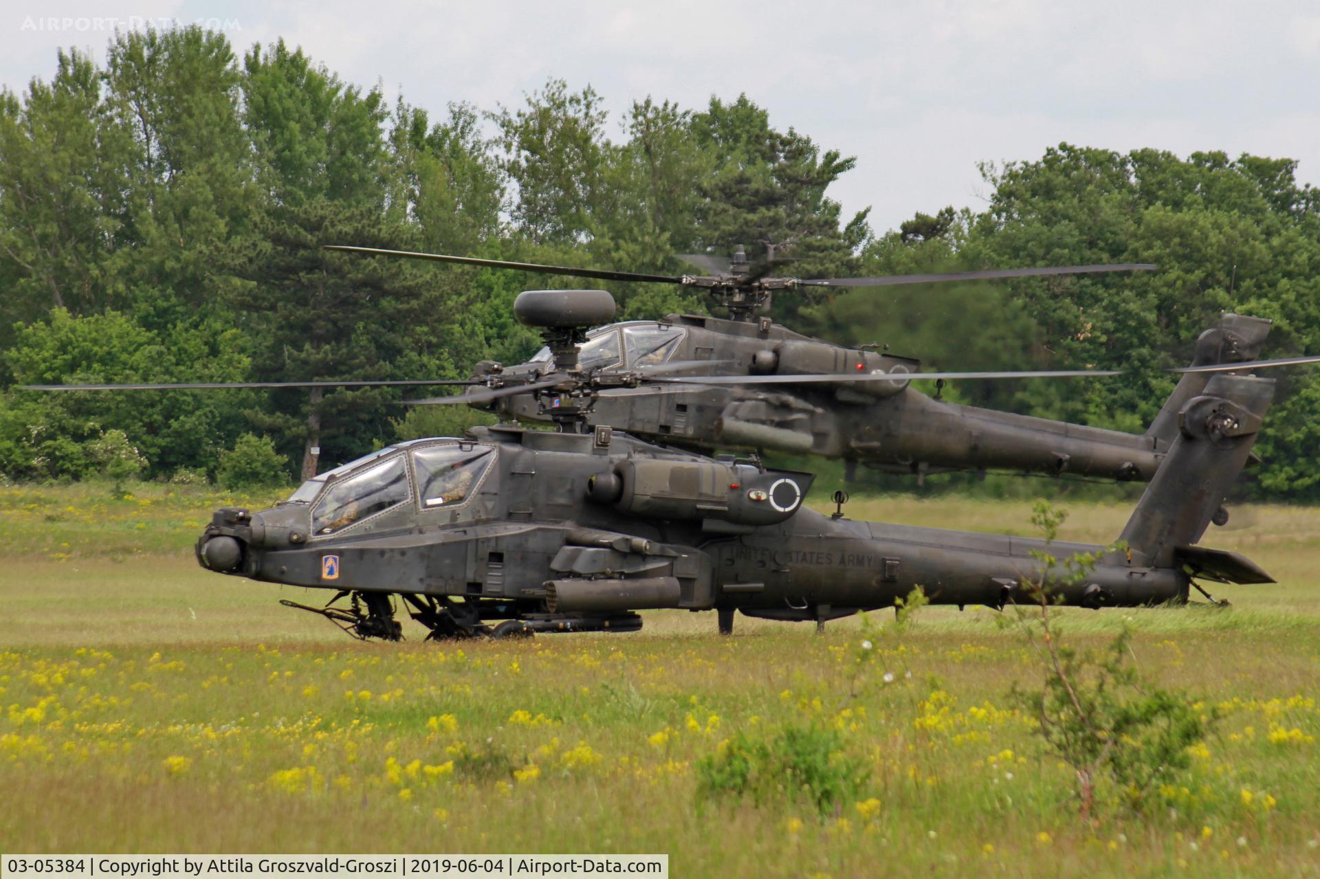 03-05384, Boeing AH-64D Longbow Apache C/N PVD384, Jutas-Ujmajor. The Hungarian airforce is his practising base