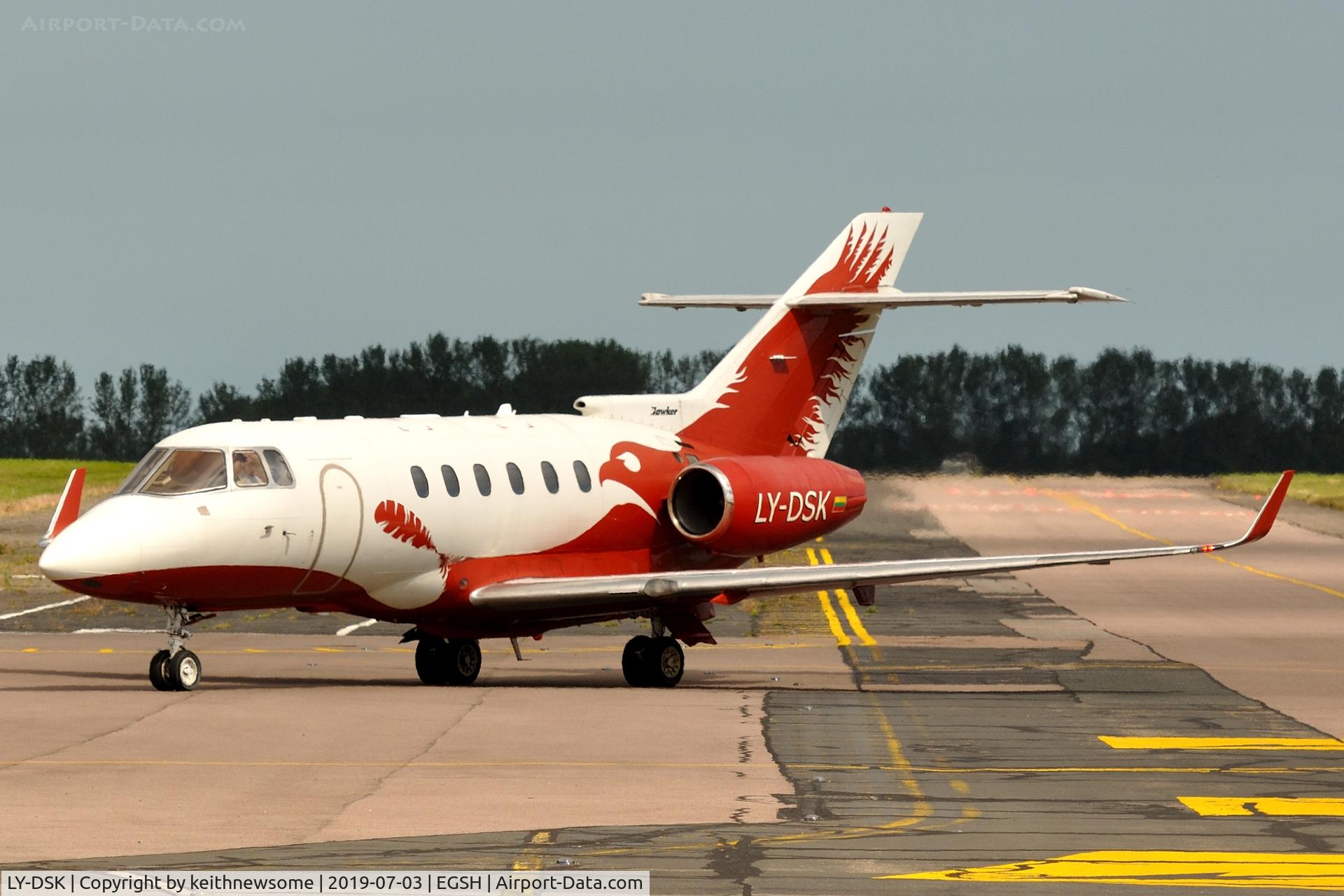 LY-DSK, 2006 Raytheon Hawker 850XP C/N 258811, Arriving at Norwich from Biggin Hill.