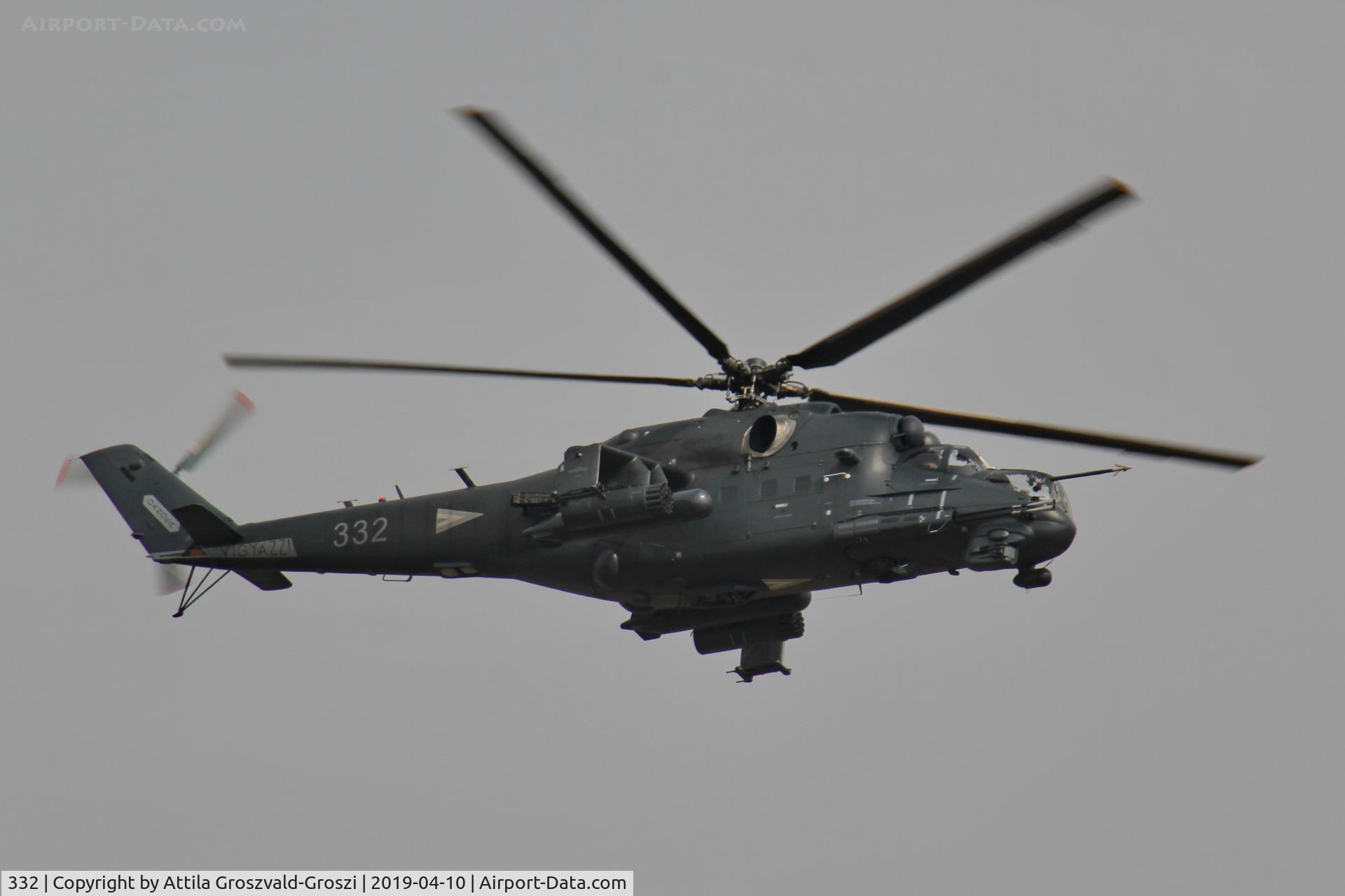 332, 1989 Mil Mi-24P C/N 340332, Jutas-Ujmajor. The Hungarian airforce is his practising base