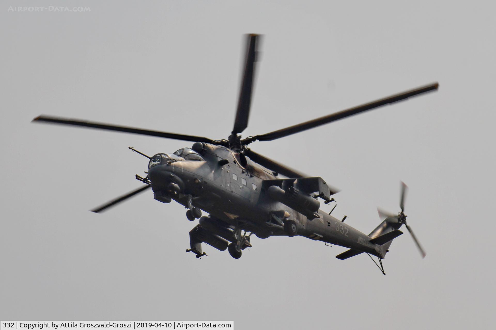 332, 1989 Mil Mi-24P C/N 340332, Jutas-Ujmajor. The Hungarian airforce is his practising base