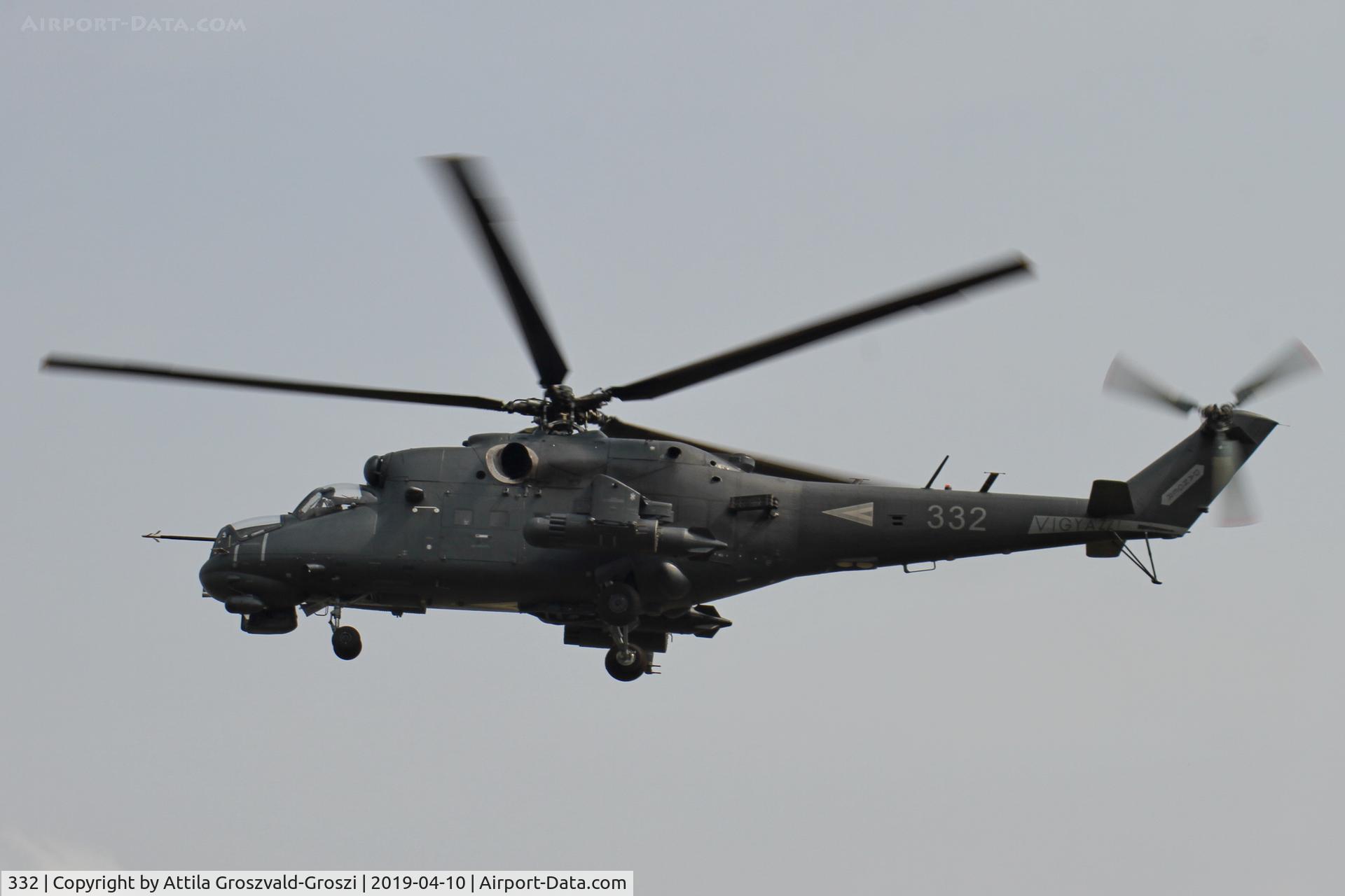 332, 1989 Mil Mi-24P C/N 340332, Jutas-Ujmajor. The Hungarian airforce is his practising base