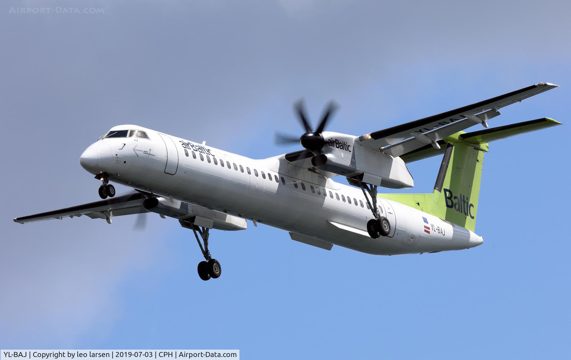 YL-BAJ, 2010 De Havilland Canada DHC-8-402Q Dash 8 C/N 4309, Copenhagen 3.7.2019 L/D R-30