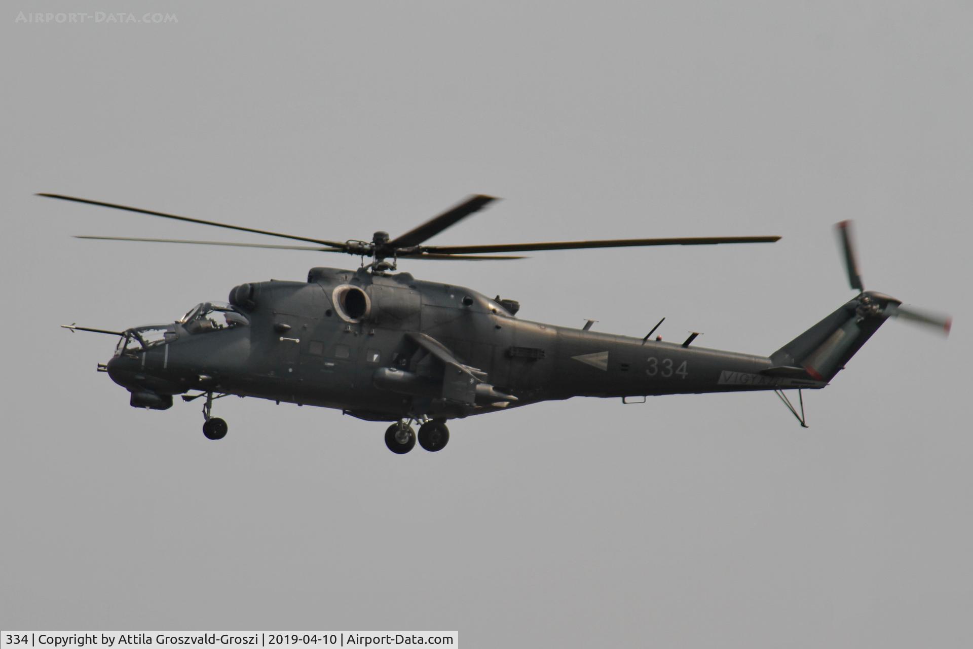 334, 1989 Mil Mi-24P Hind F C/N 340334, Jutas-Ujmajor. The Hungarian airforce is his practising base