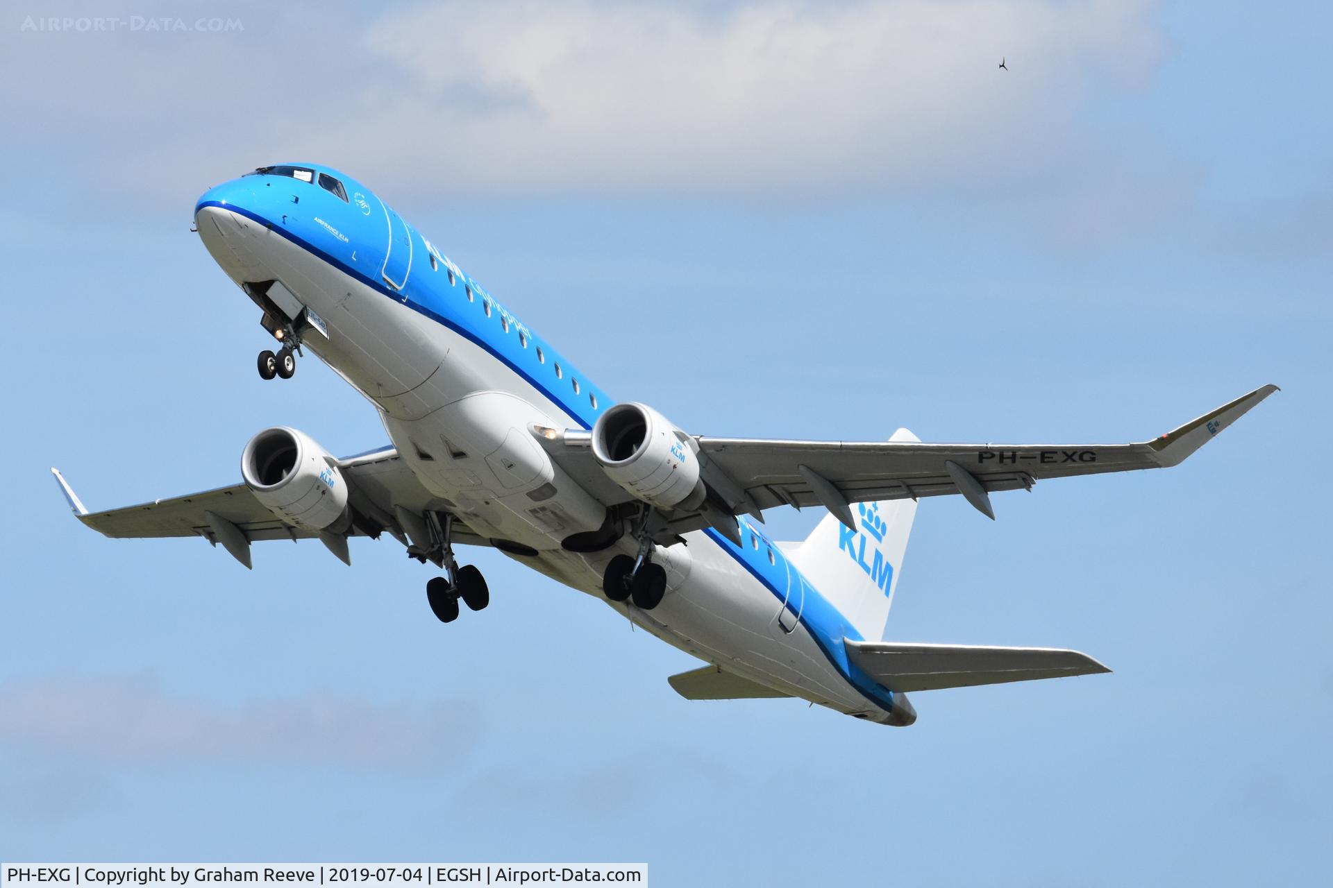 PH-EXG, 2016 Embraer 175STD (ERJ-170-200) C/N 17000546, Departing from Norwich.
