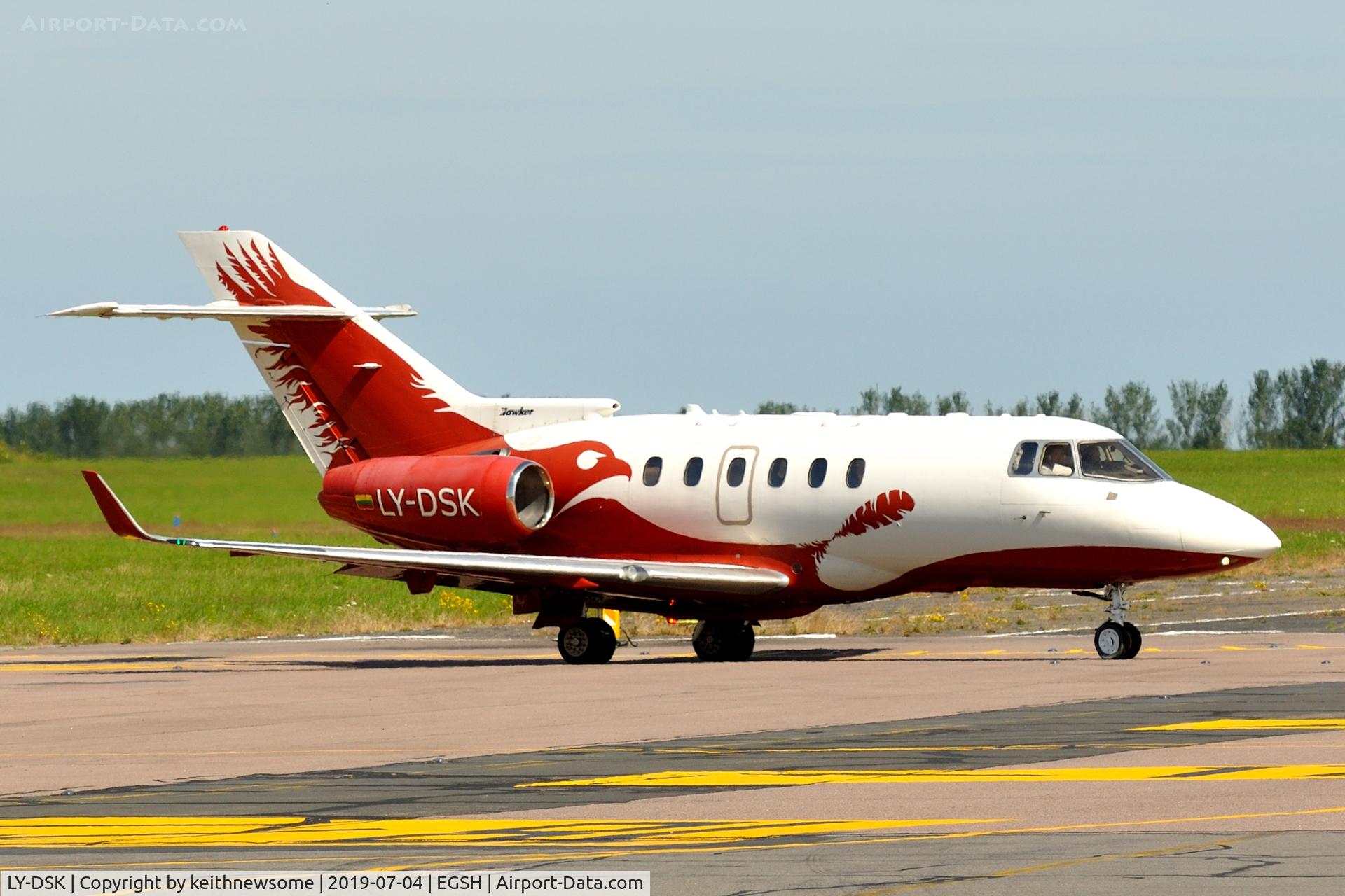 LY-DSK, 2006 Raytheon Hawker 850XP C/N 258811, Leaving Norwich for Riga, Latvia.