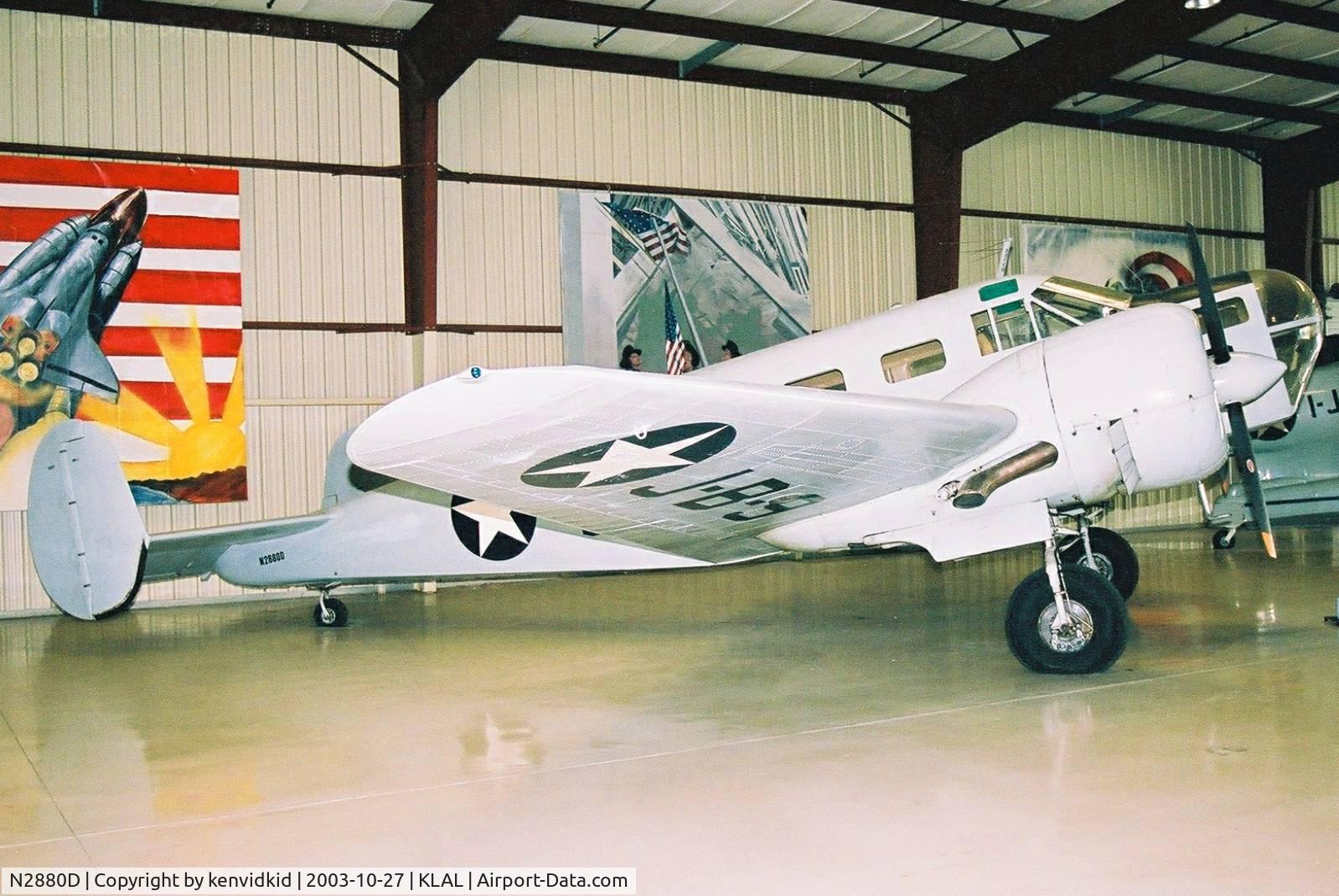 N2880D, 1943 Beech SNB-1 (C-45) Kansan C/N 3658 (39926), At Lakeland Museum.