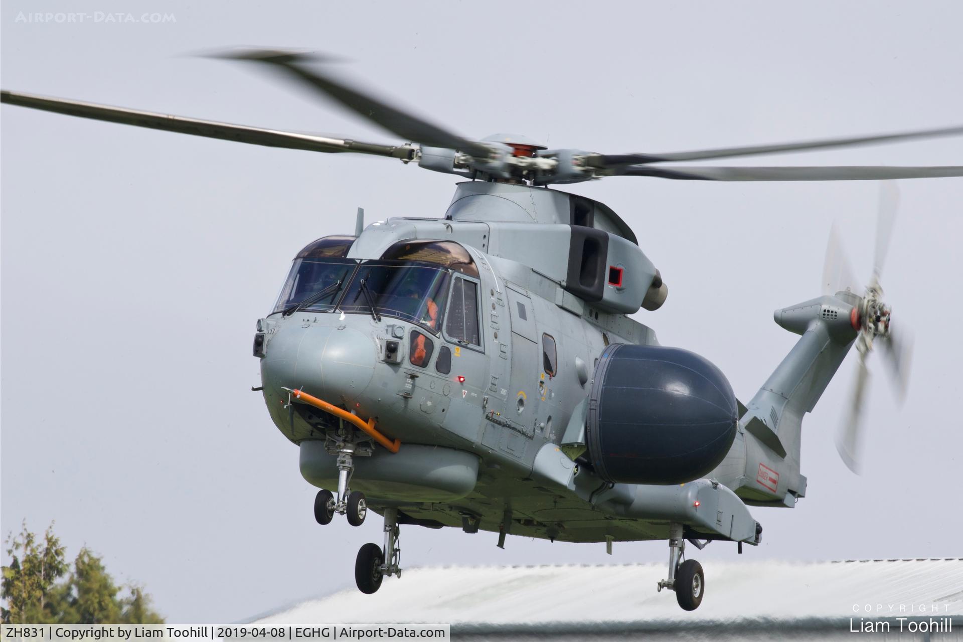 ZH831, AgustaWestland EH-101 Merlin HC.2 C/N MCSP04, ZH831 Crowsnest flight trials at Westlands