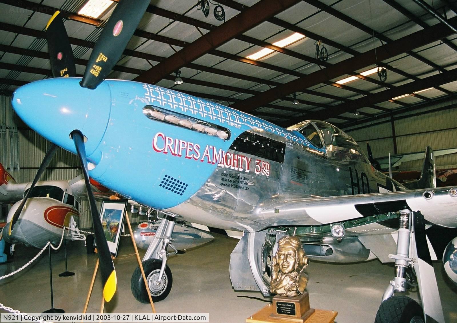 N921, 1945 North American P-51D Mustang C/N 124-48260 (45-11507), At Lakeland Museum.