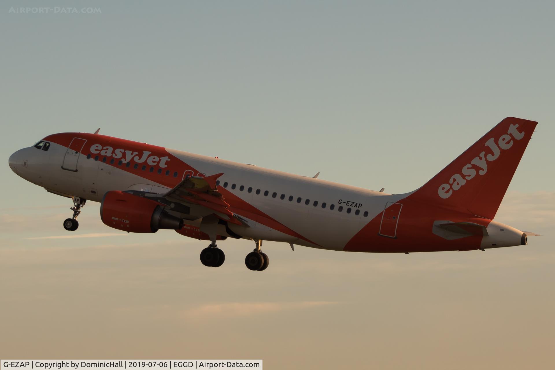 G-EZAP, 2006 Airbus A319-111 C/N 2777, Dawn departure from RWY 27
