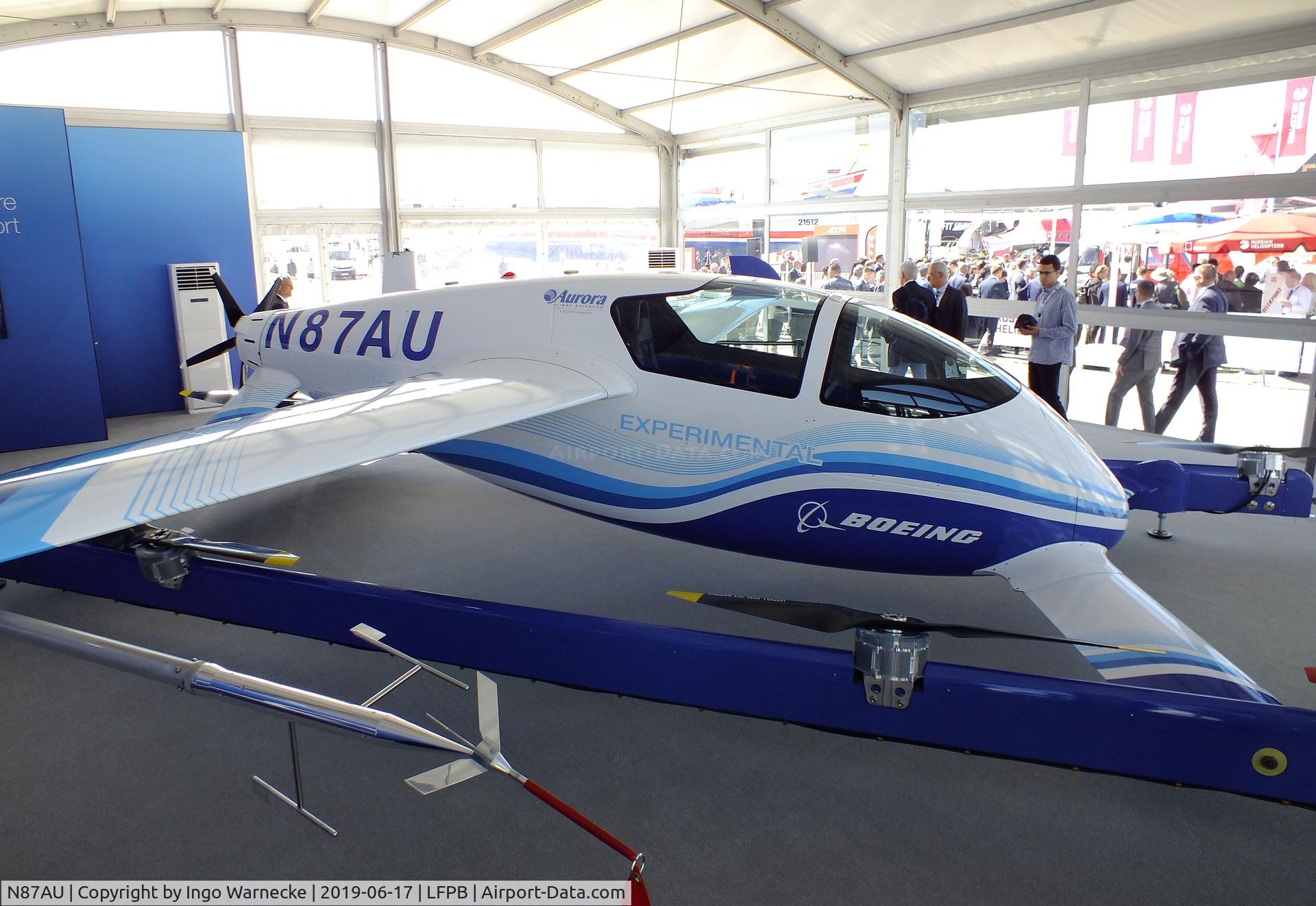 N87AU, 2018 Aurora Flight Sciences Pegasus C/N AU-087, Aurora Flight Sciences Pegasus / Boeing PAV (Passenger Air Vehicle) with 9 electric motors at the Aerosalon 2019, Paris
