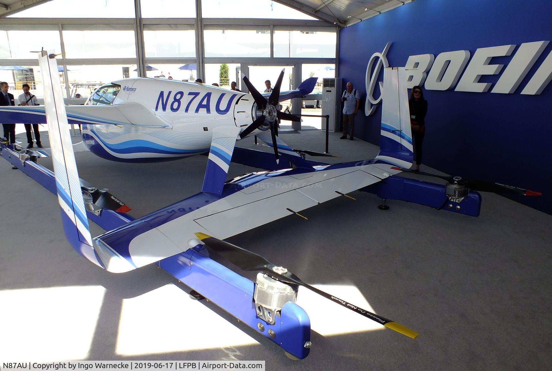 N87AU, 2018 Aurora Flight Sciences Pegasus C/N AU-087, Aurora Flight Sciences Pegasus / Boeing PAV (Passenger Air Vehicle) with 9 electric motors at the Aerosalon 2019, Paris