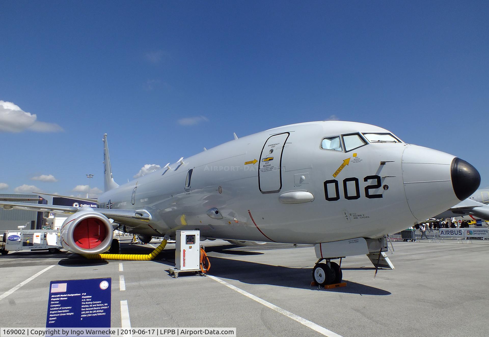 169002, 2015 Boeing P-8A Poseidon C/N 44943, Boeing P-8A Poseidon of the US Navy at the Aerosalon 2019, Paris