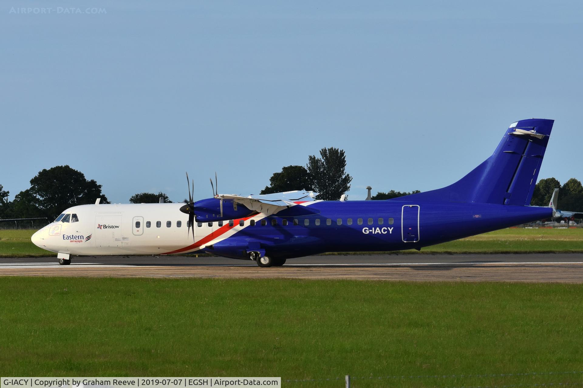 G-IACY, 2017 ATR 72-212 C/N 1448, Departing from Norwich.