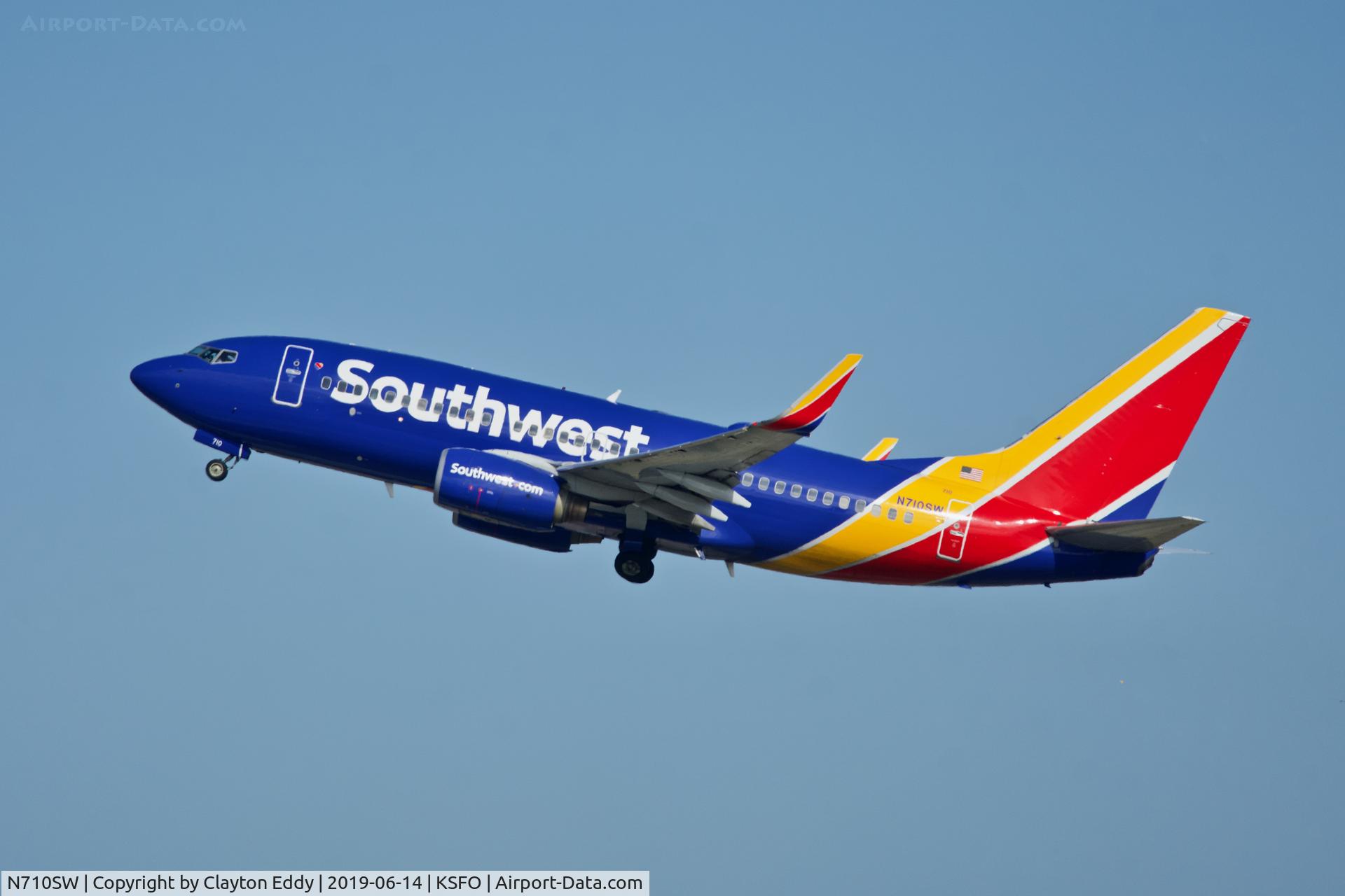 N710SW, 1998 Boeing 737-7H4 C/N 27844, Departing runway 01 SFO 2019.