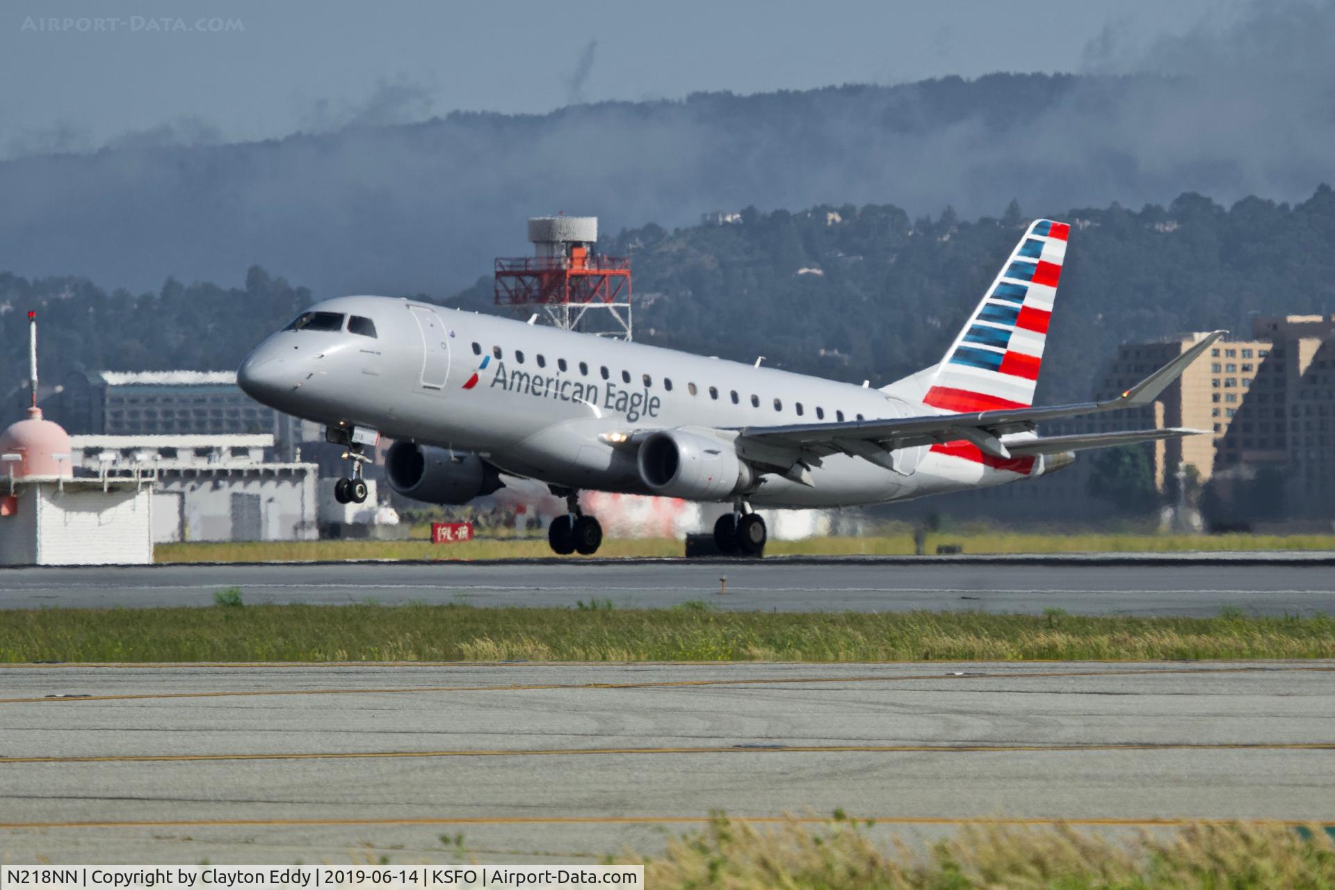 N218NN, 2015 Embraer 175LR (ERJ-170-200LR) C/N 17000519, Departing runway 01 SFO 2019.