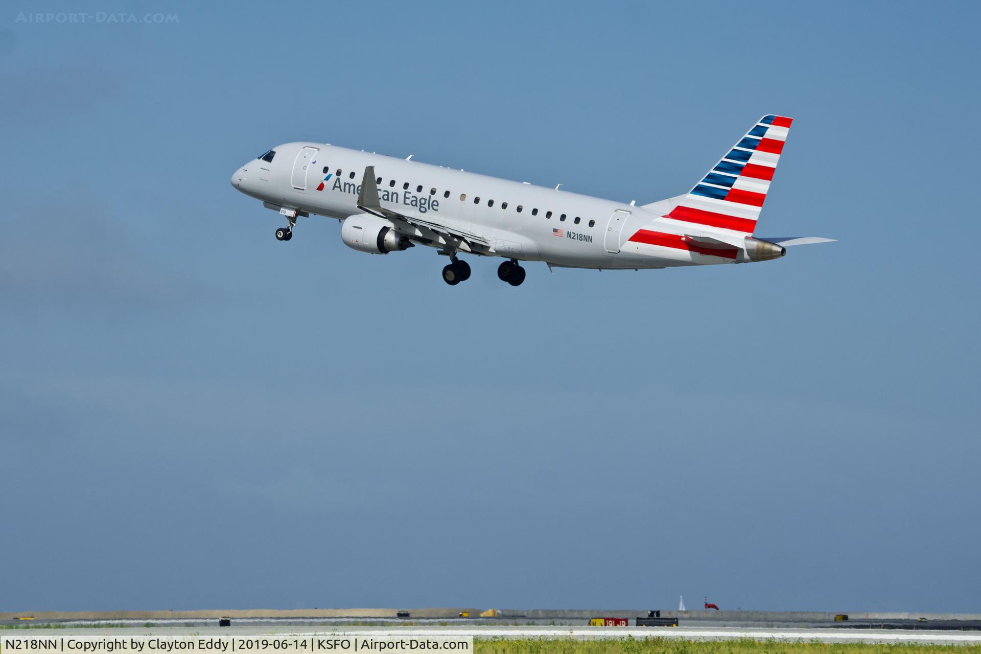 N218NN, 2015 Embraer 175LR (ERJ-170-200LR) C/N 17000519, Departing runway 01 SFO 2019.