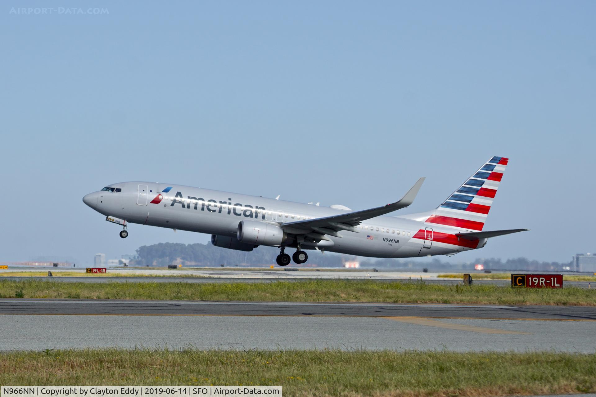 N966NN, 2015 Boeing 737-823 C/N 33240, Departing runway 01 SFO 2019.