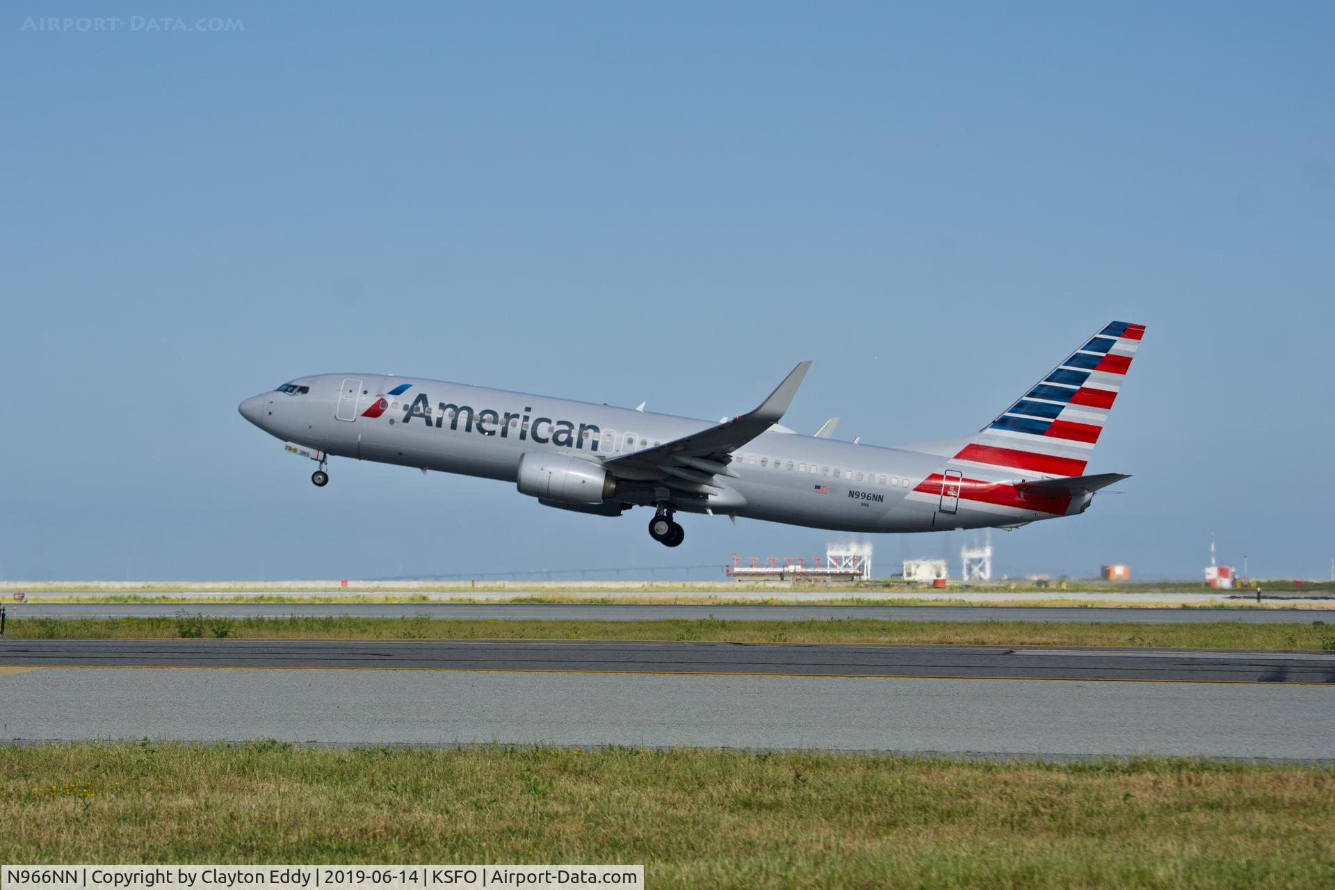 N966NN, 2015 Boeing 737-823 C/N 33240, Departing runway 01 SFO 2019.
