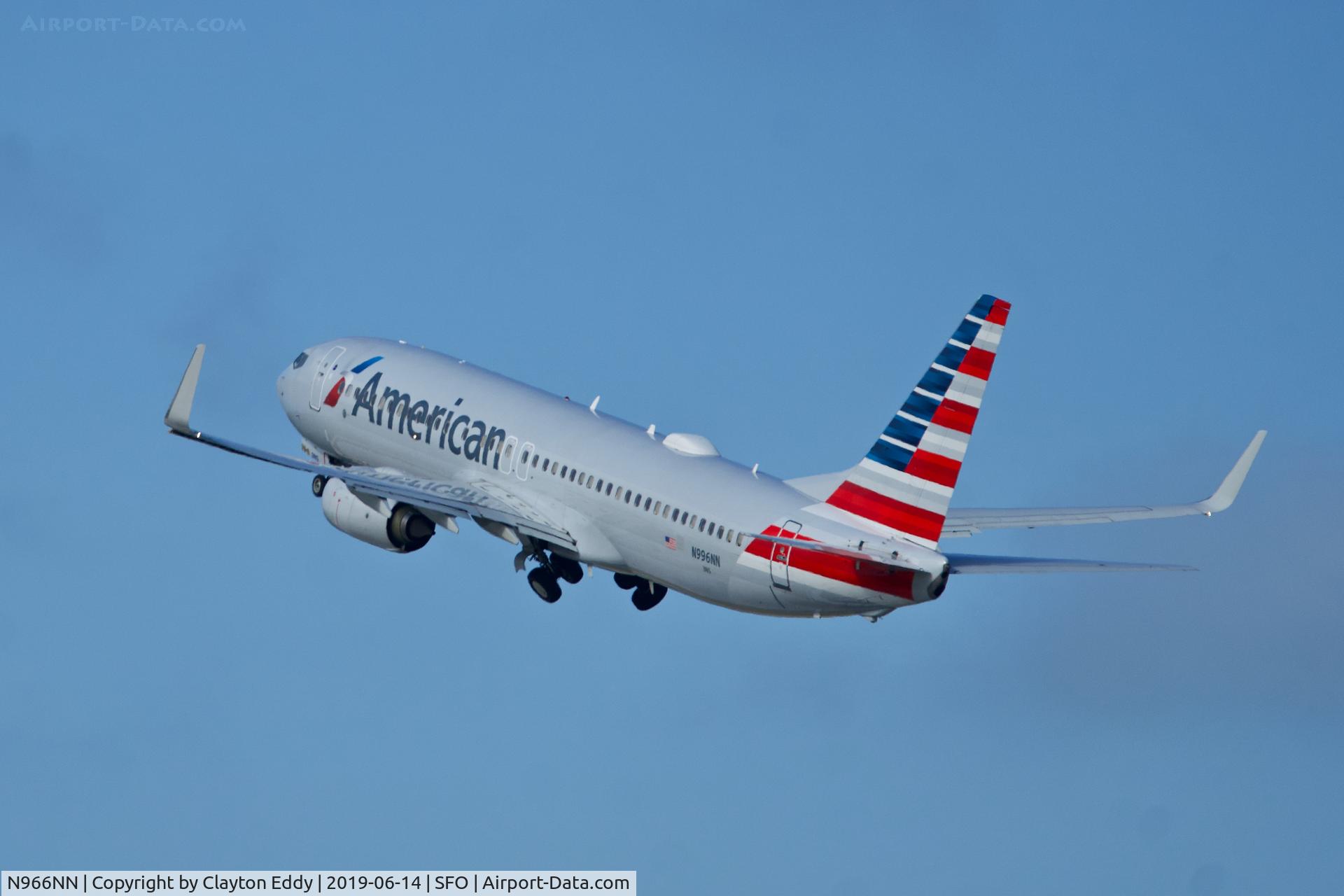 N966NN, 2015 Boeing 737-823 C/N 33240, Departing runway 01 SFO 2019.
