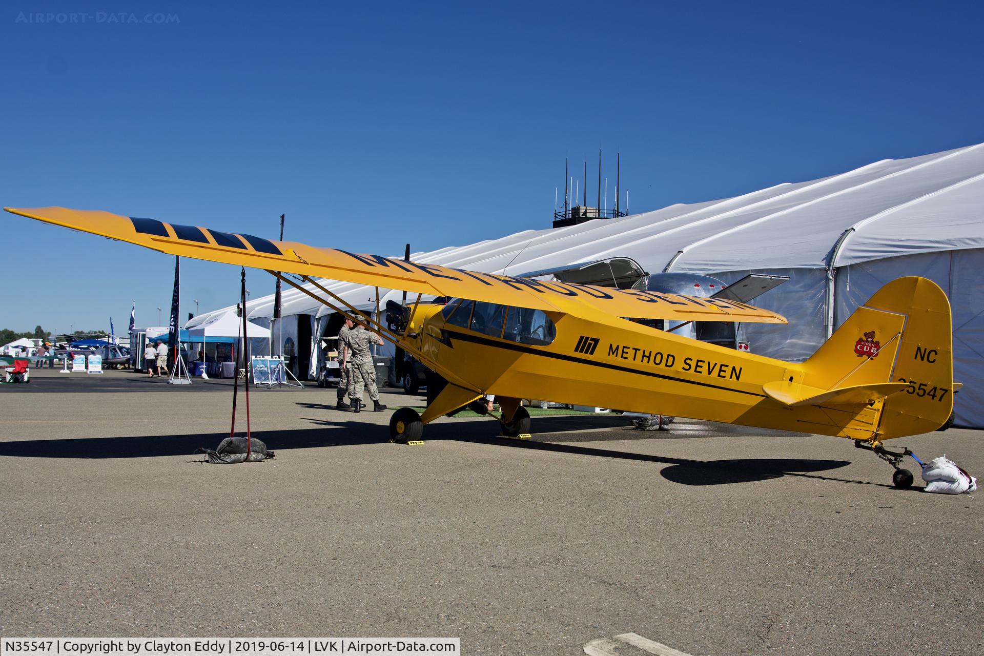 N35547, 1941 Piper J3C-65 Cub C/N 6452, Livermore Airport California 2019.