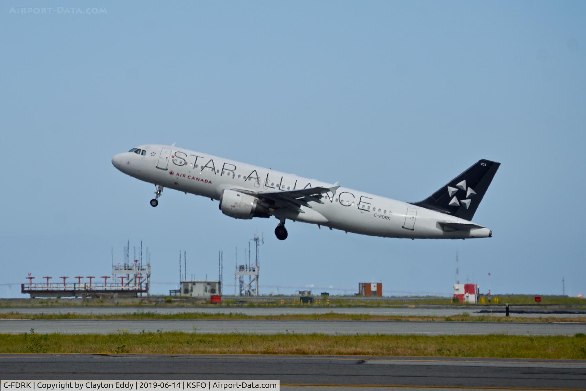 C-FDRK, 1990 Airbus A320-211 C/N 084, Departing runway 01 at San Francisco Airport 2019.