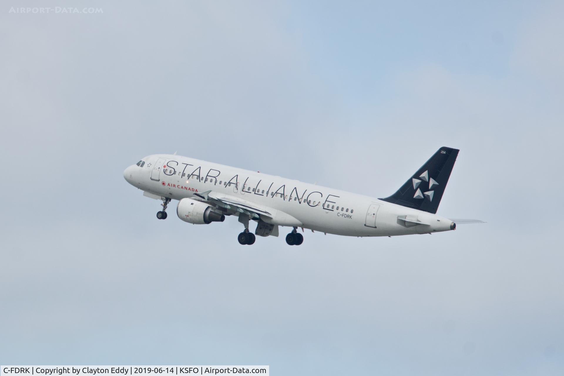 C-FDRK, 1990 Airbus A320-211 C/N 084, Departing runway 01 at San Francisco Airport 2019.