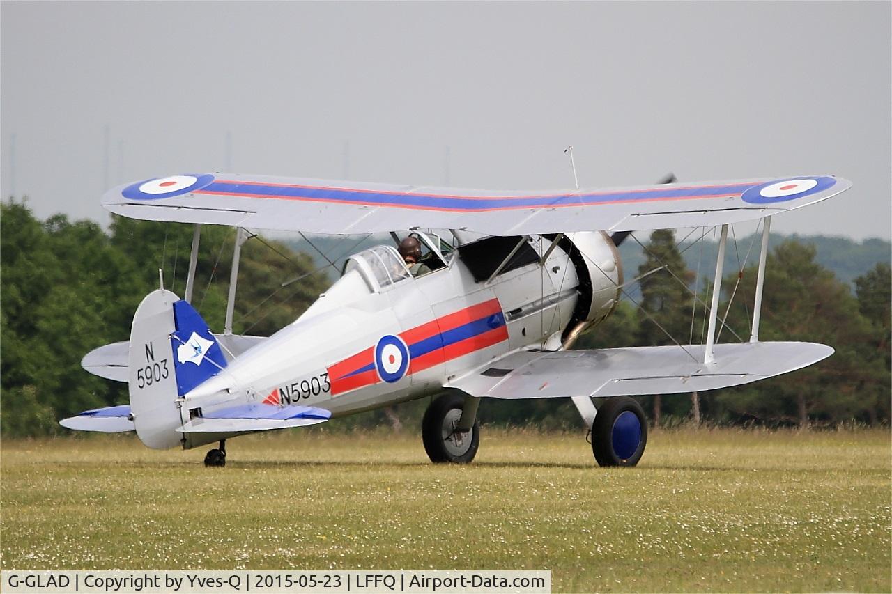 G-GLAD, 1939 Gloster Gladiator Mk2 C/N G5/75751, Gloster Gladiator II, Taxiing, La Ferté-Alais (LFFQ) Air show 2015