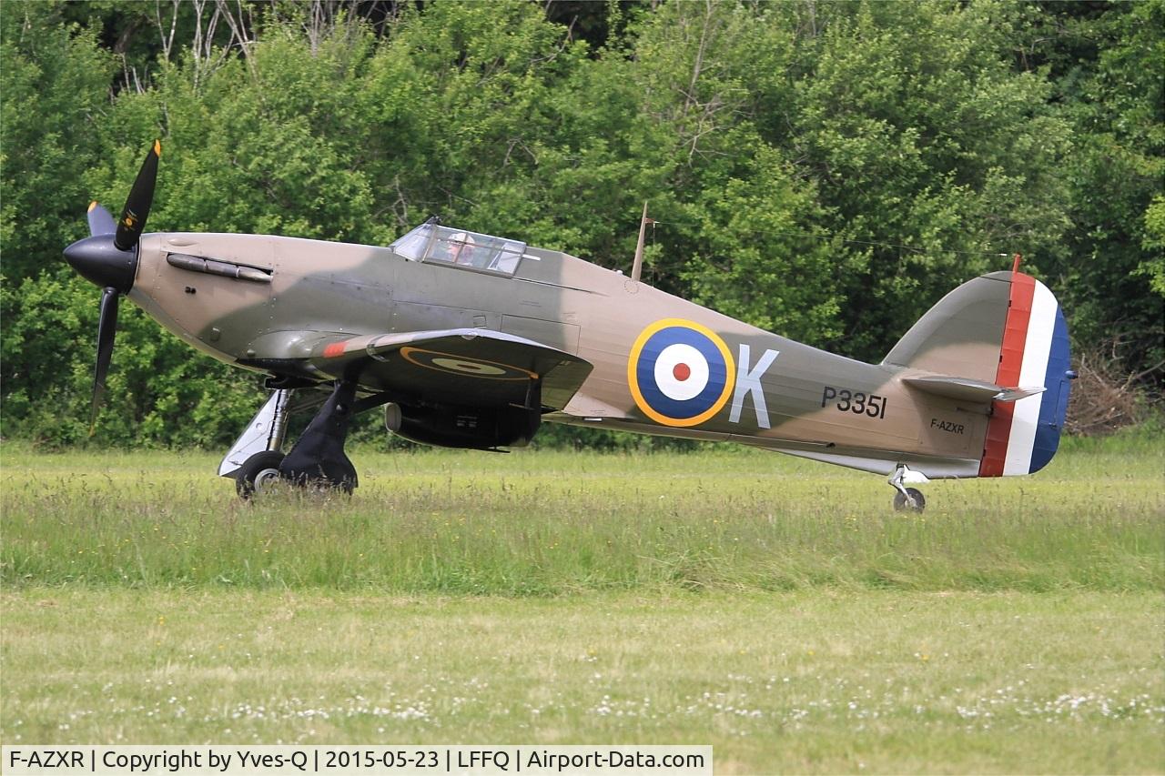 F-AZXR, Hawker Hurricane IIA C/N Not found ZK-TPK, Hawker Hurricane Mk.IIa, Landing, La Ferté-Alais airfield (LFFQ) Airshow 2015