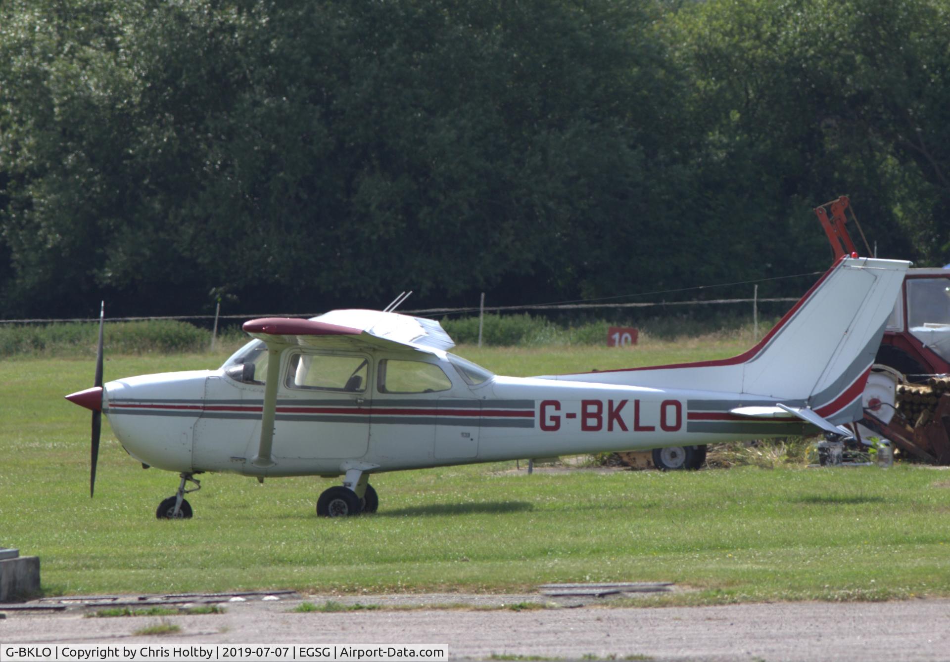 G-BKLO, 1975 Reims F172M ll Skyhawk C/N 1380, Parked for re-fueling at its base at Stapleford Tawney