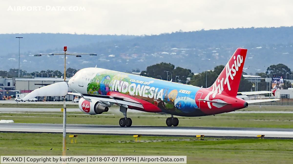 PK-AXD, 2007 Airbus A320-216 C/N 3182, Airbus A320-216. AirAsia PK-AXD touchdown runway 03 YPPH 07/07/18.