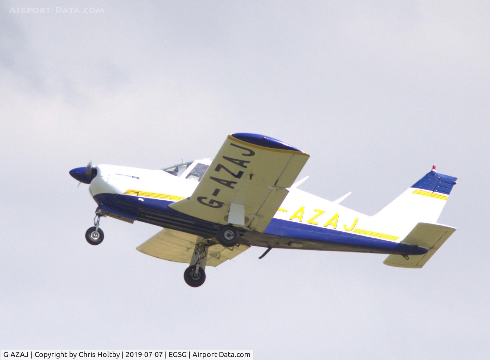 G-AZAJ, 1971 Piper PA-28R-200 Cherokee Arrow C/N 28R-7135116, Departing Stapleford Tawney, Essex