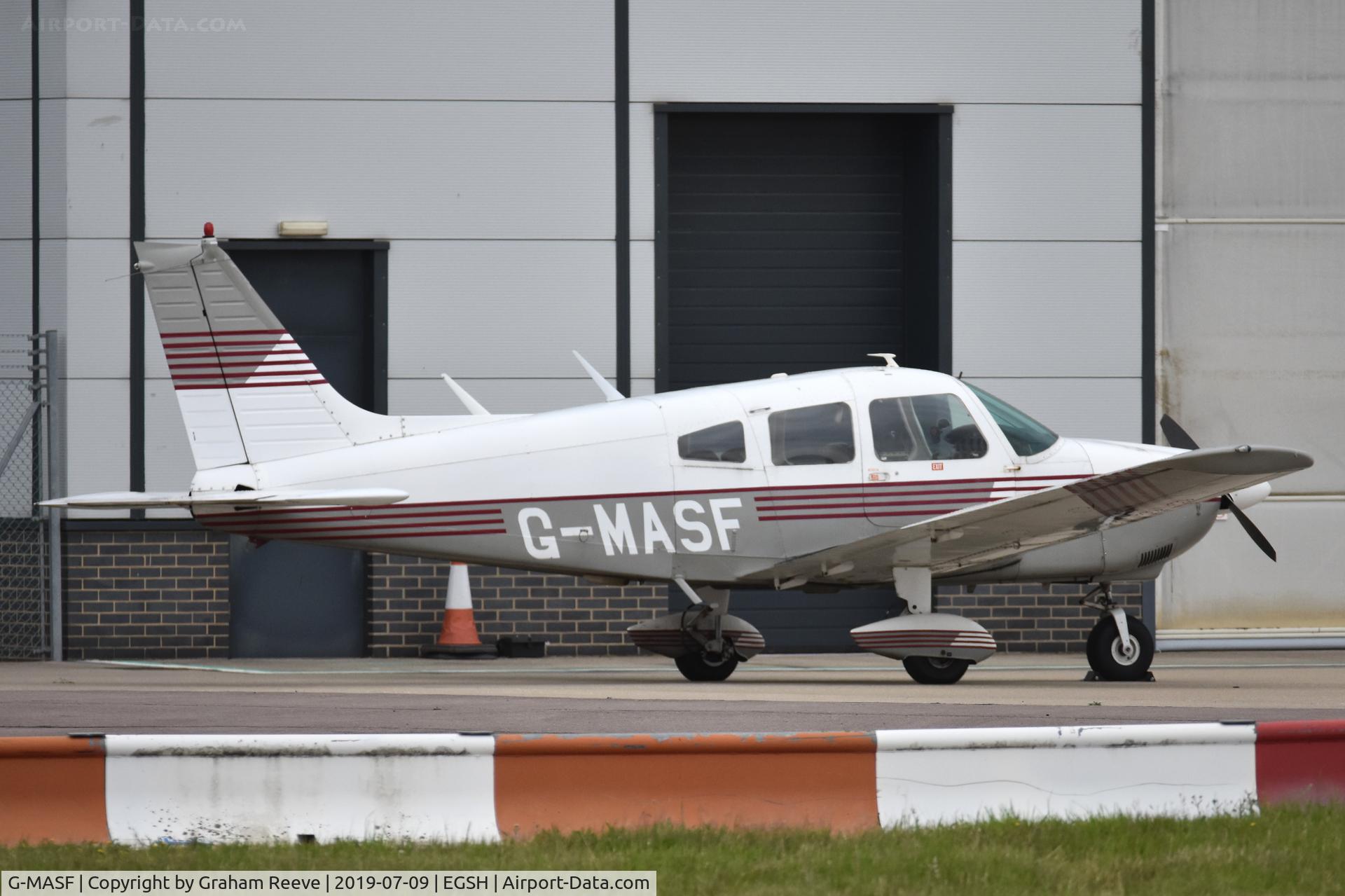 G-MASF, 1976 Piper PA-28-181 Cherokee Archer II C/N 28-7790191, Parked at Norwich.