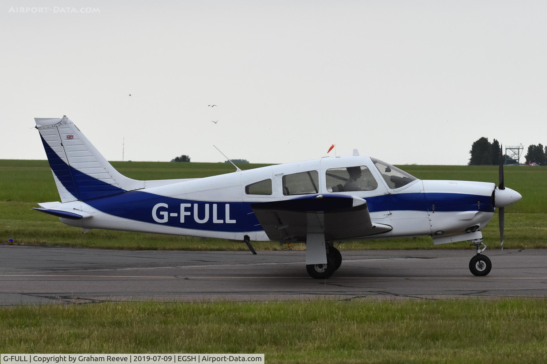 G-FULL, 1974 Piper PA-28R-200-2 Cherokee Arrow II C/N 28R-7435248, Departing from Norwich.
