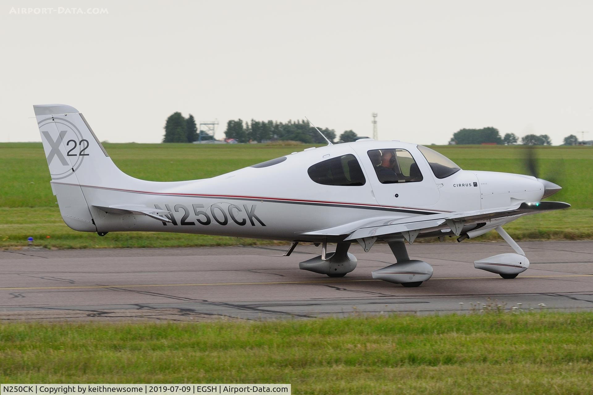 N250CK, 2009 Cirrus SR22X C/N 3421, Leaving Norwich.