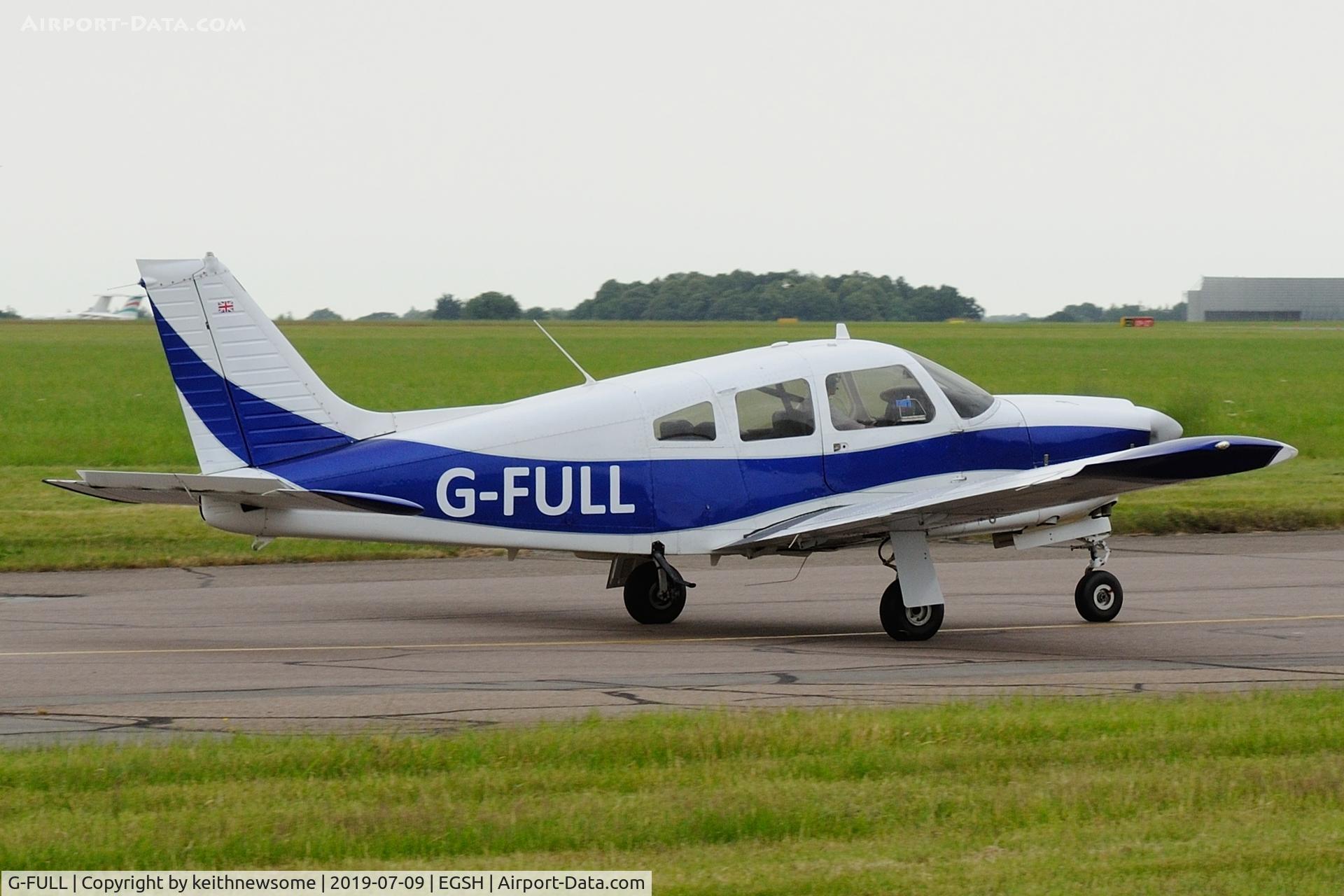 G-FULL, 1974 Piper PA-28R-200-2 Cherokee Arrow II C/N 28R-7435248, Leaving Norwich.