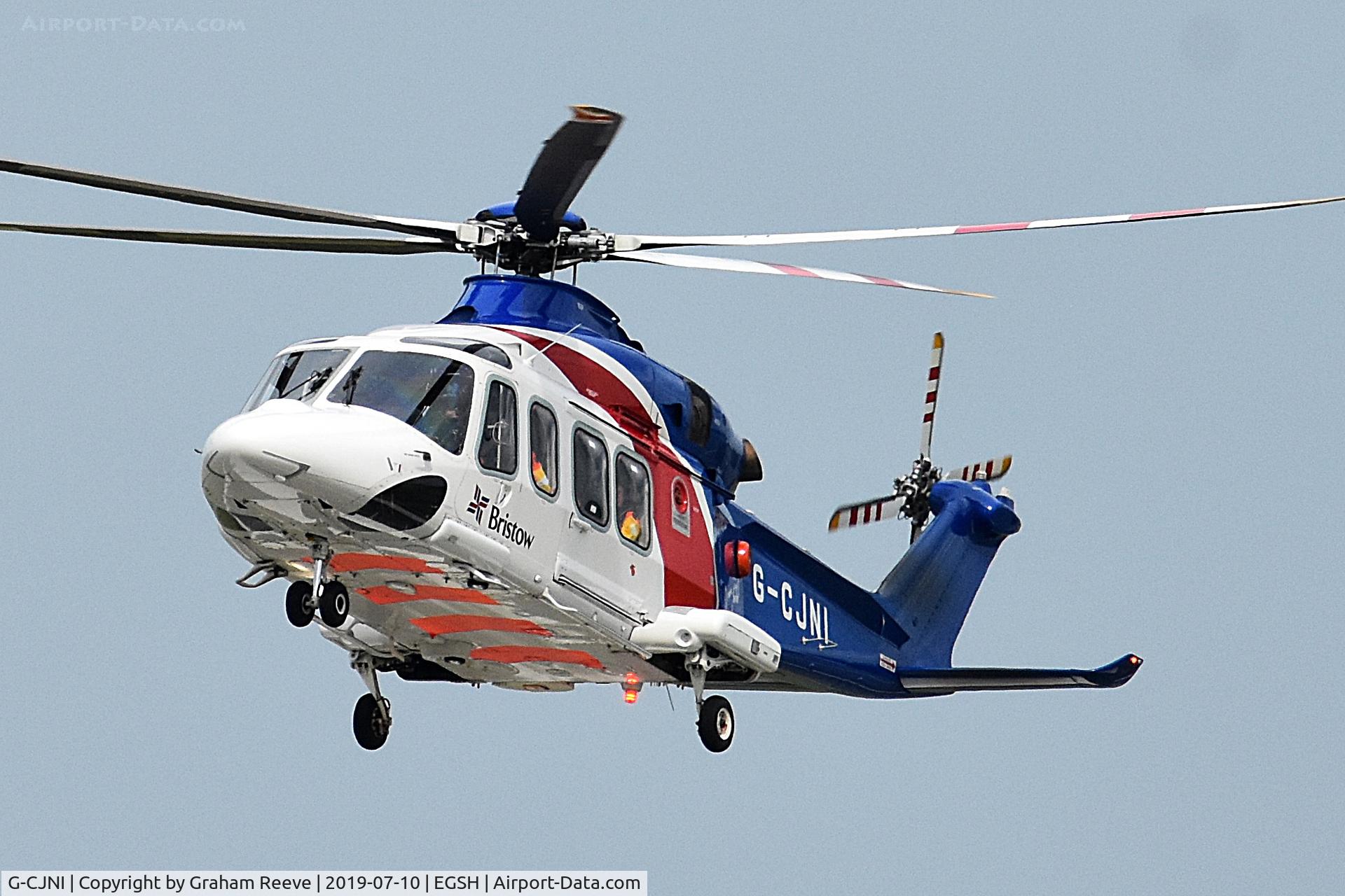 G-CJNI, 2014 AgustaWestland AW-139 C/N 41374, Landing at Norwich.