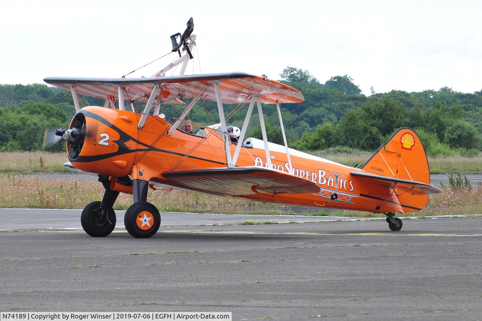 N74189, 1941 Boeing PT-17/R985 Kaydet (A75N1) C/N 75-717, After displaying on day 1 of WAS2019.