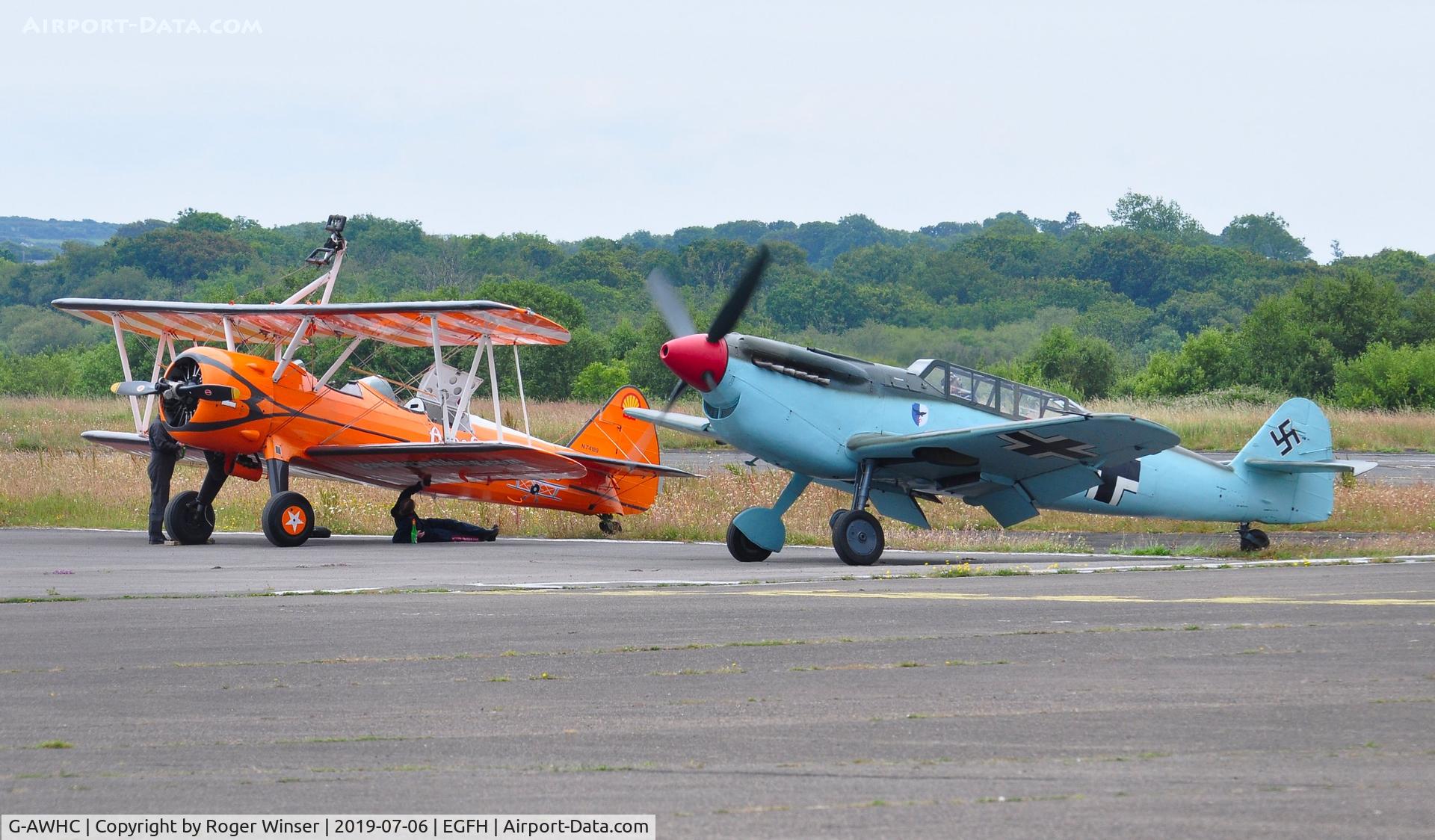 G-AWHC, 1954 Hispano HA-1112 M4L C/N 40/2, Two seat Buchon taking part in the two day WAS2019.