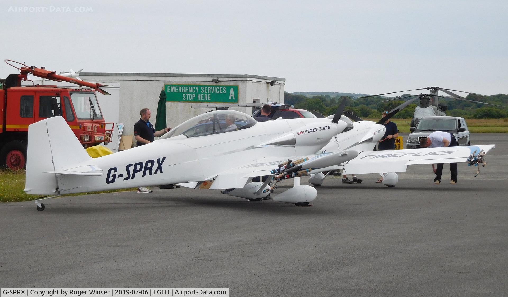 G-SPRX, 2005 Vans RV-4 C/N 1622, Pyrotechnics added to Vans RV-4 aircraft G-SPRX and G-SPRK of the FireFlies aerobatic team prior to their dusk display on day 1 of the WAS2019.