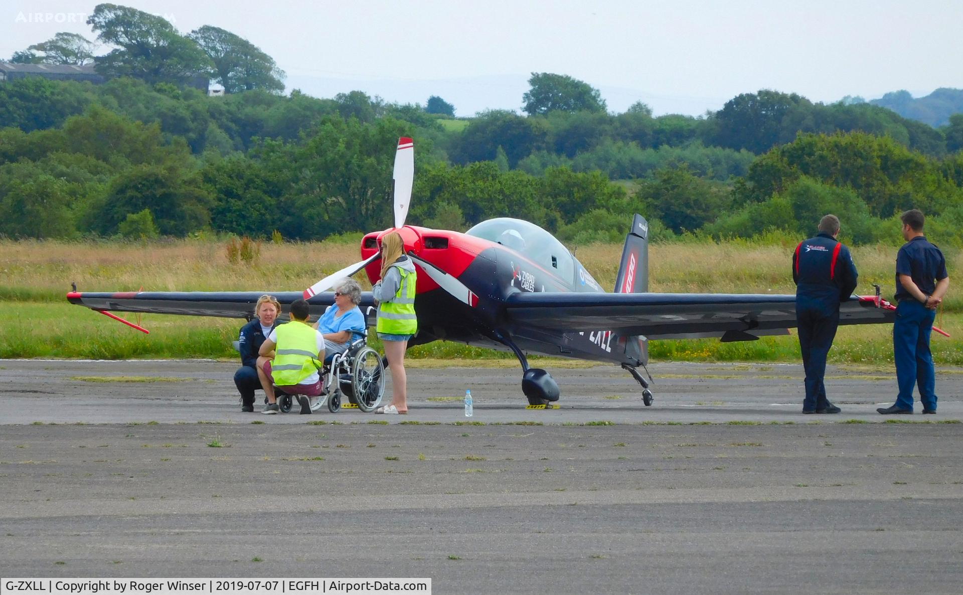 G-ZXLL, 2011 Extra EA-300L C/N 1319, EA-300L of the Blades aerobatic team after displaying on day 2 of WAS2019. Flown by a former RAF Red Arrows pilot.