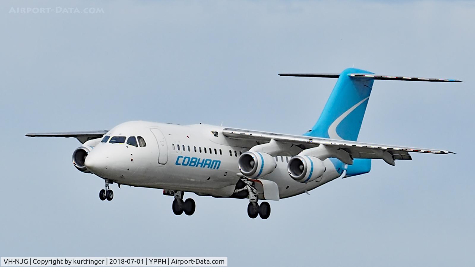 VH-NJG, 1990 British Aerospace BAe.146-200 C/N E2170, BAE 146 Cobham VH-NJG short runway 03 YPPH 01/07/18.