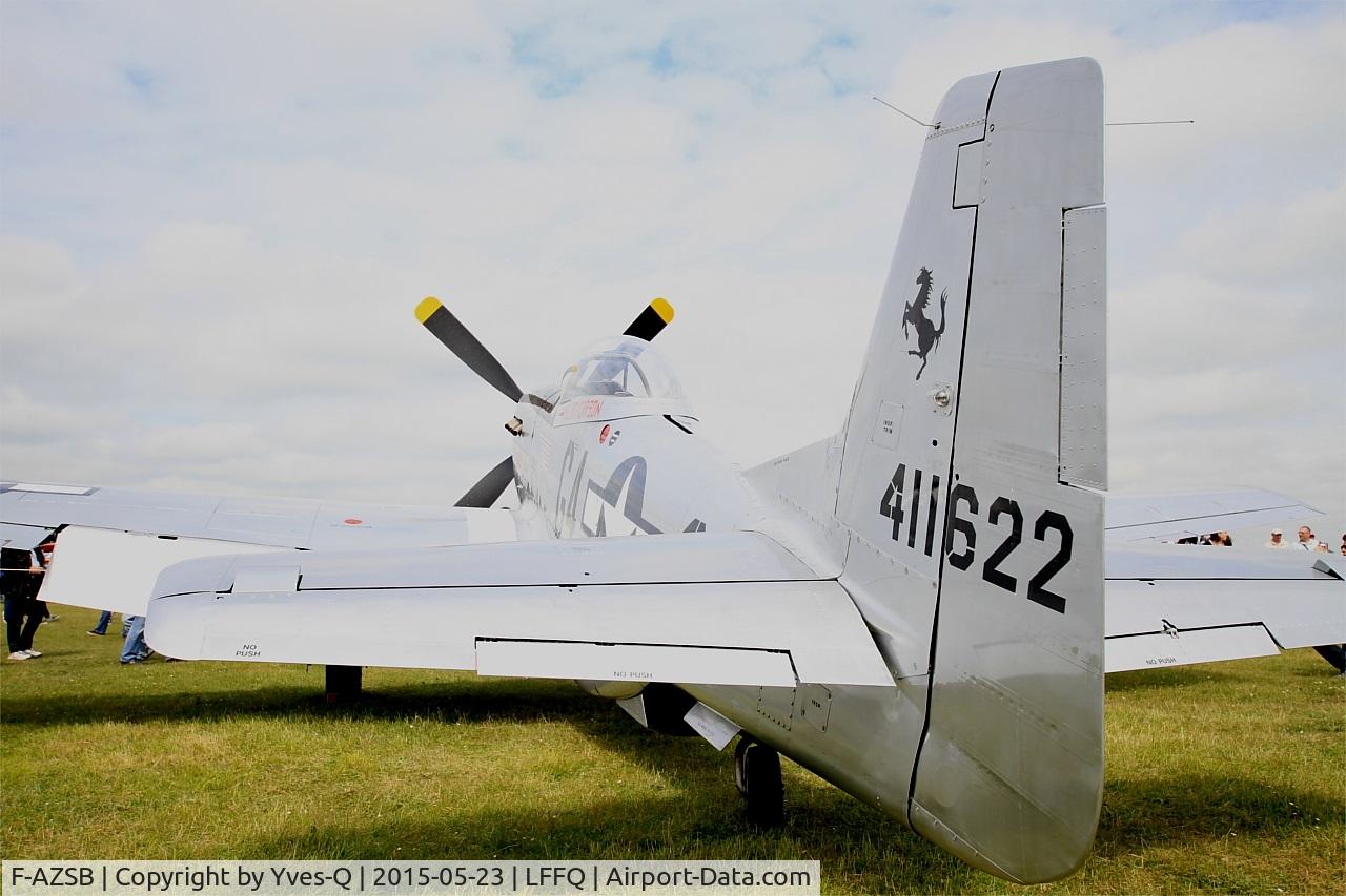 F-AZSB, 1944 North American P-51D Mustang C/N 122-40967, North American P-51D Mustang, Tail close up view, La Ferté-Alais (LFFQ) Air show 2015