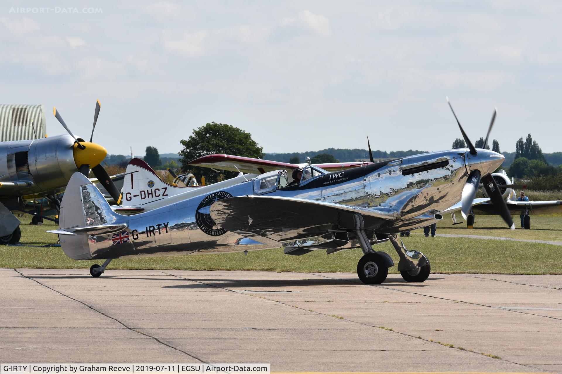 G-IRTY, 1943 Supermarine 361 Spitfire LF.IXc C/N CBAF.IX.970, Departing from Duxford.